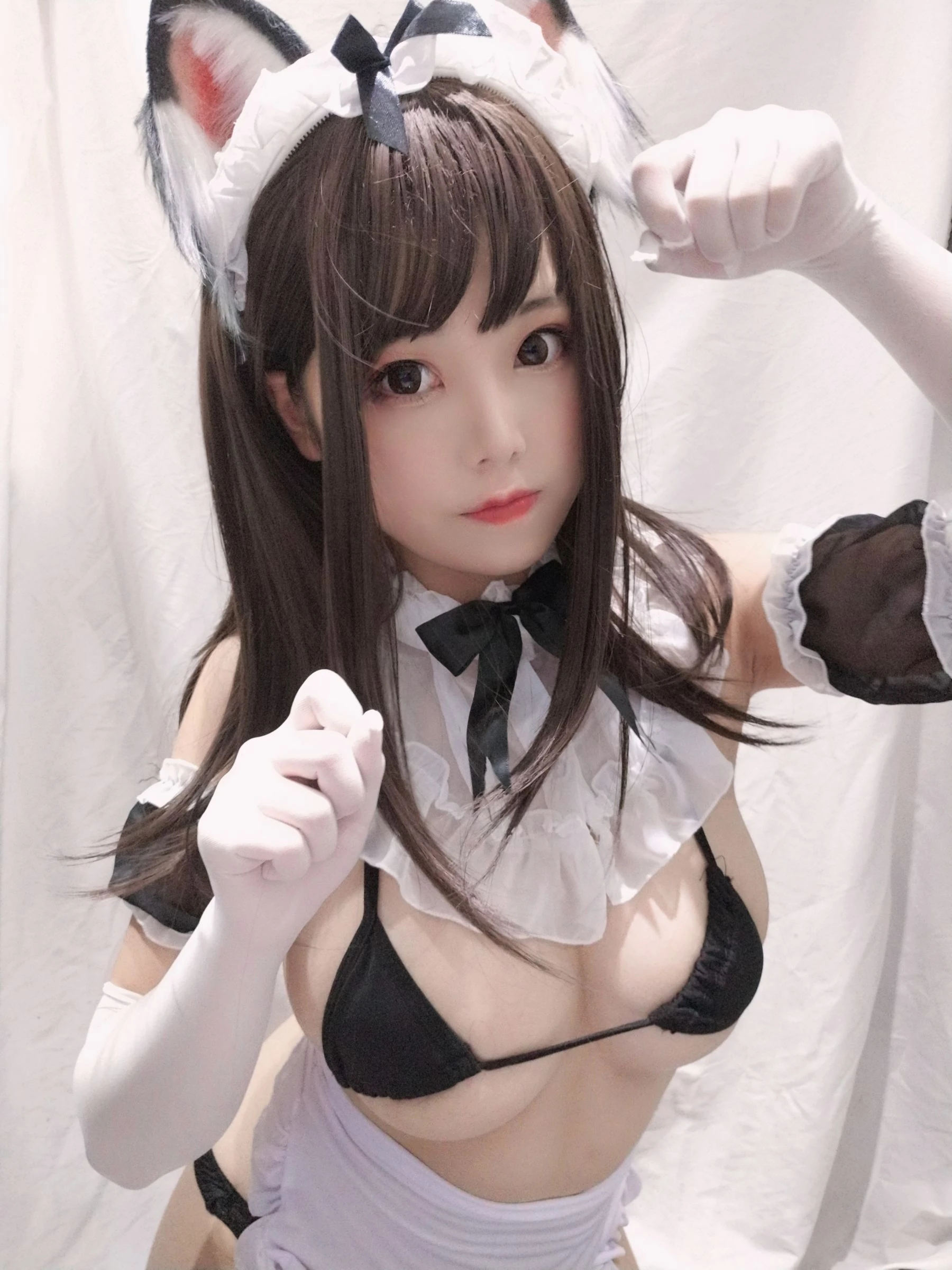 萌系小姐姐蜜汁猫裘 黑白女仆插图6