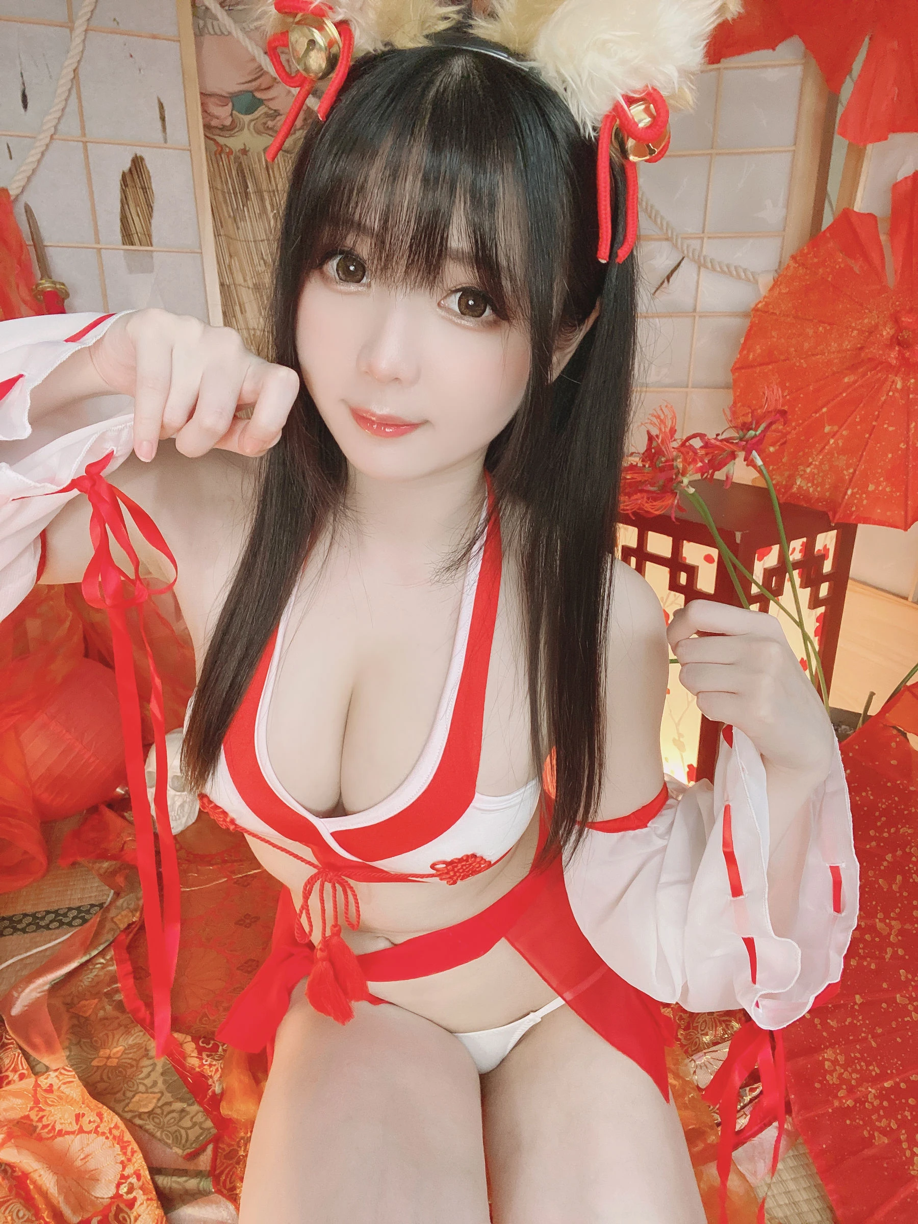 微博妹纸霜月shimo – きつね巫女さん插图6