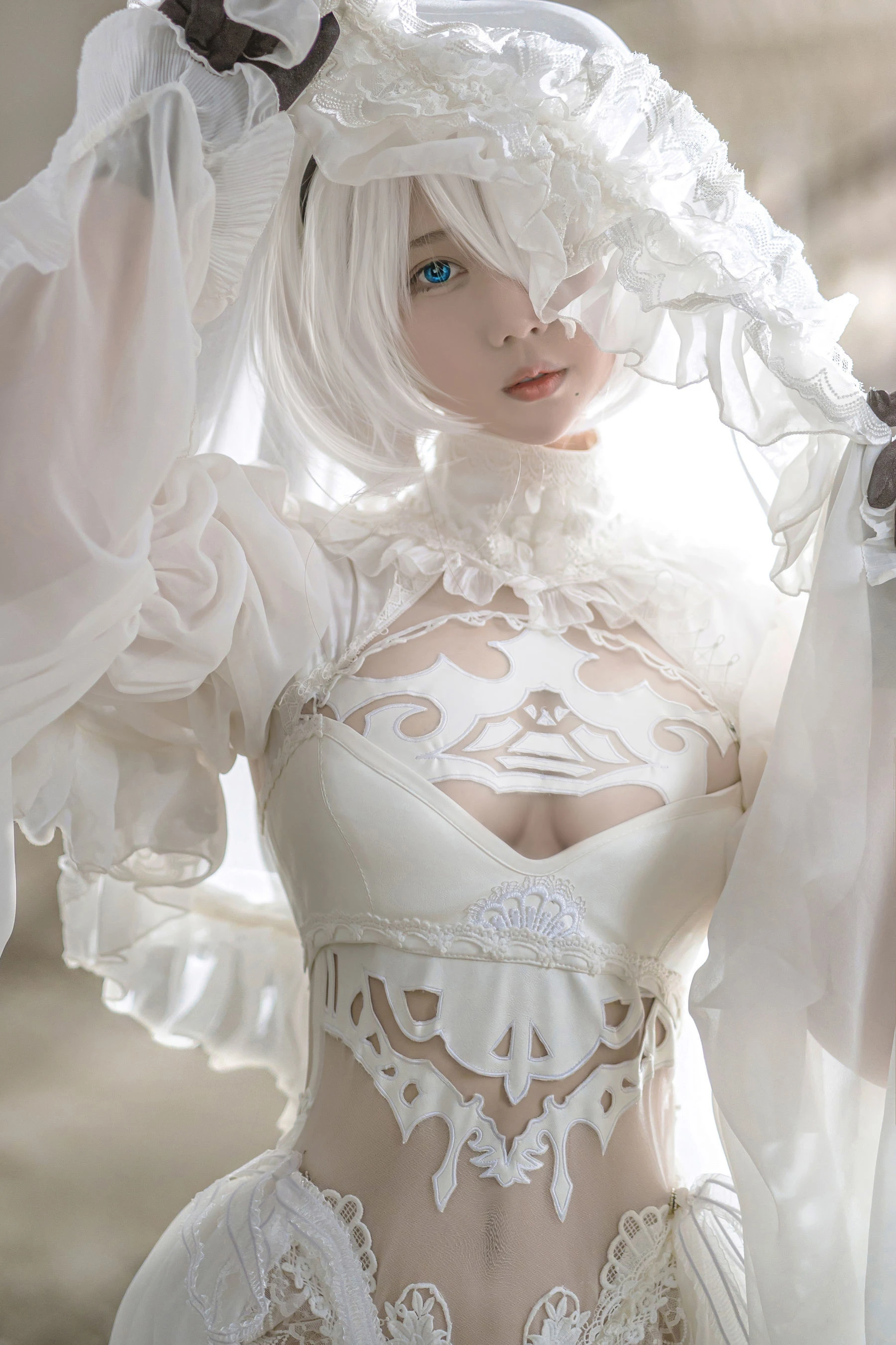 微博福利姬镜酱 2B白色婚纱插图3
