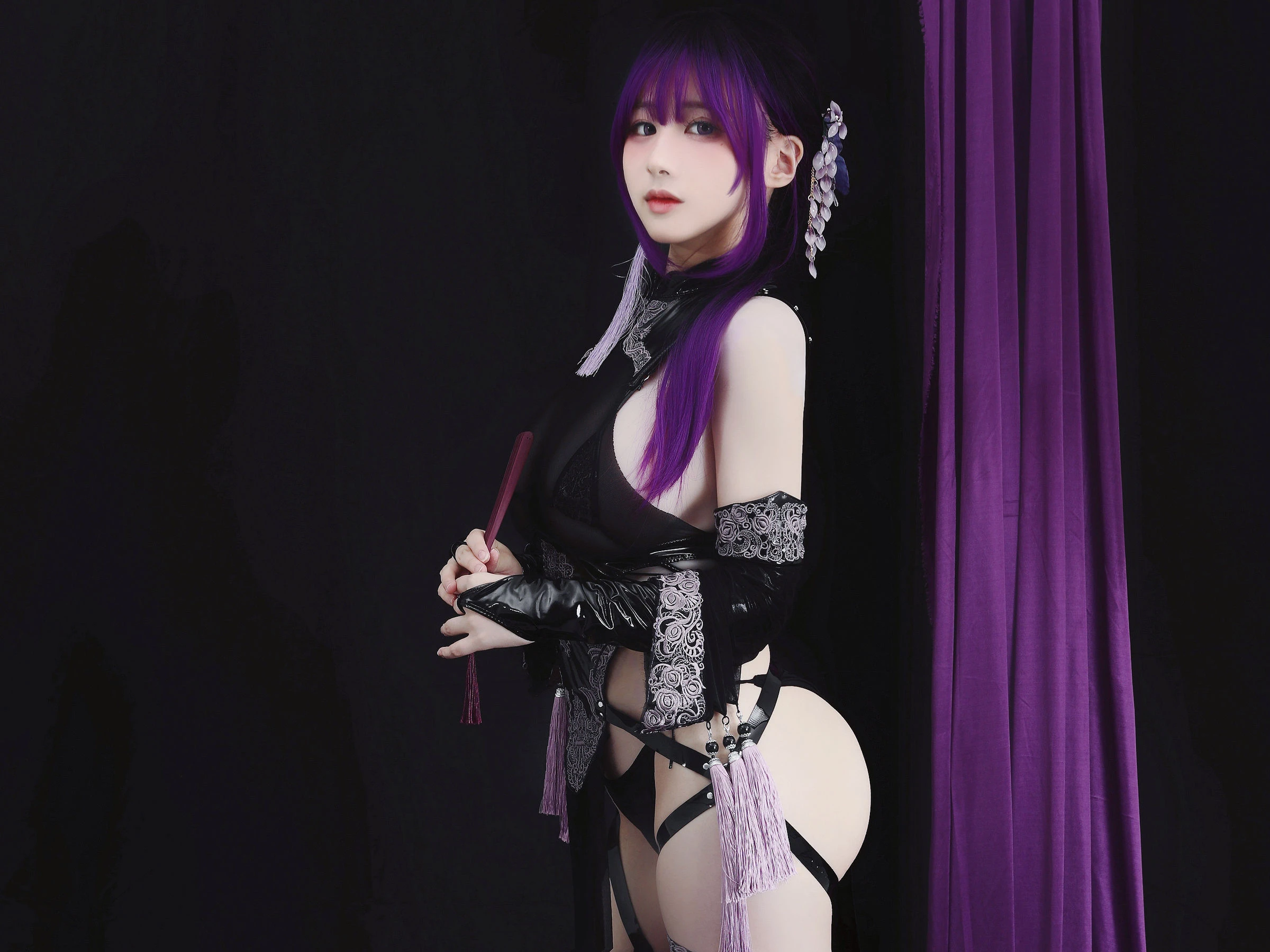 幼愛youmeko – 紫流苏旗袍插图7