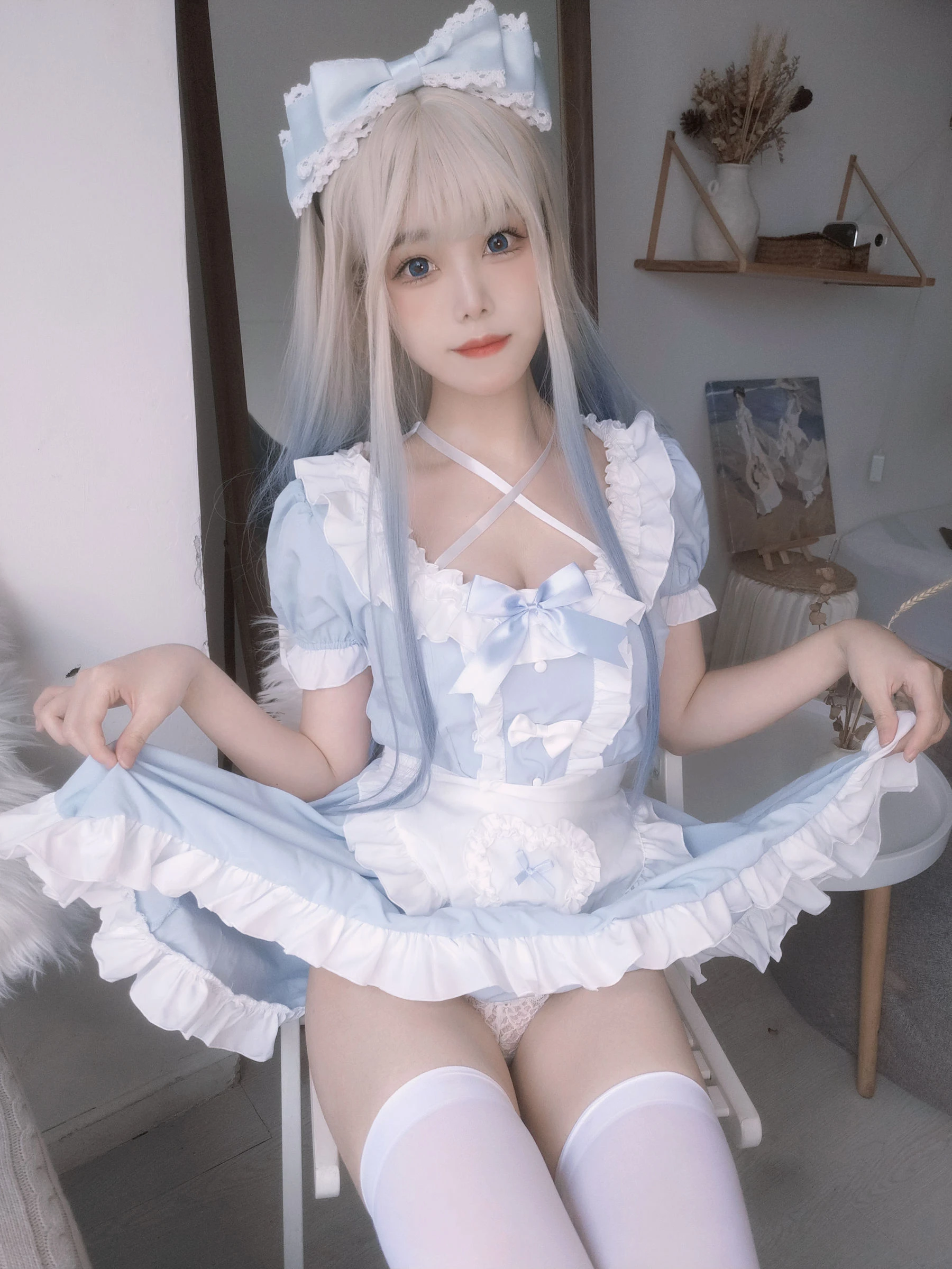 萌系小姐姐蜜汁猫裘 – 蓝女仆插图1