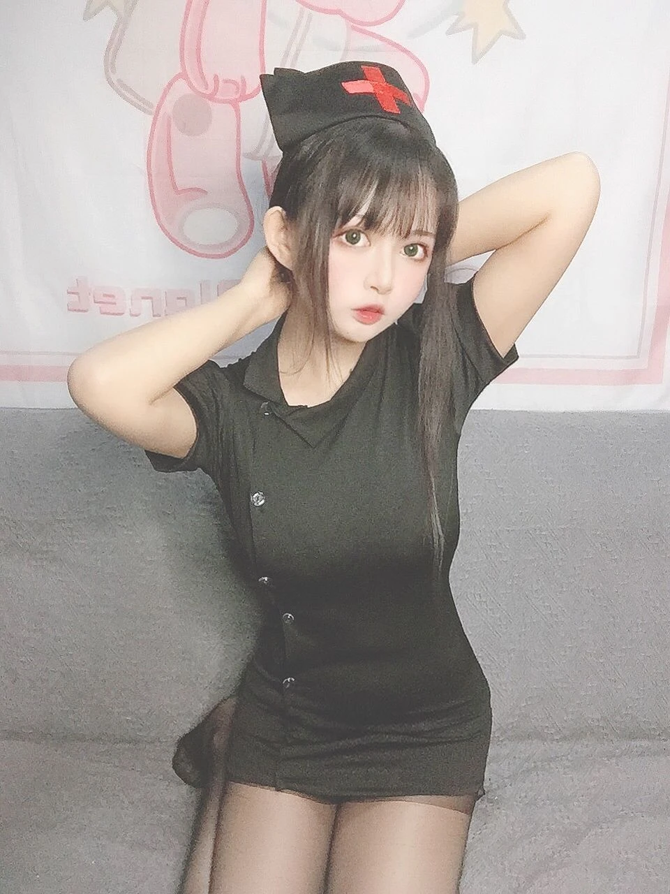 大眼萌妹黑猫猫OvO – 护士喵插图2