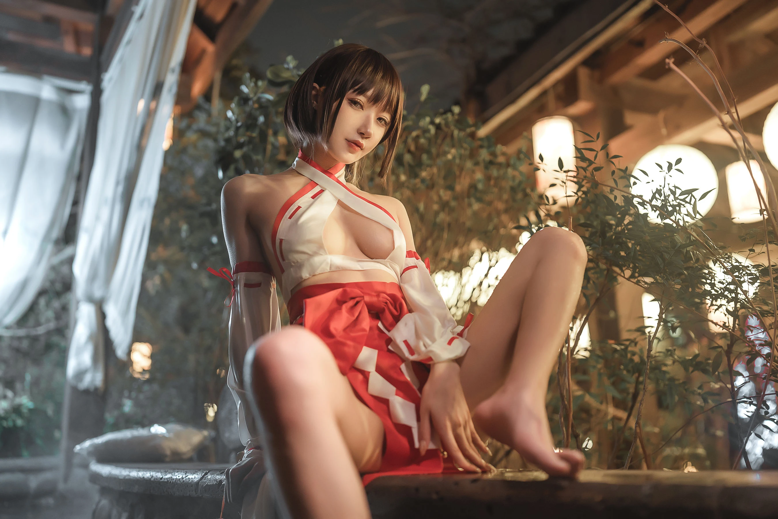 动漫博主阿包也是兔娘 – 温泉巫女插图7