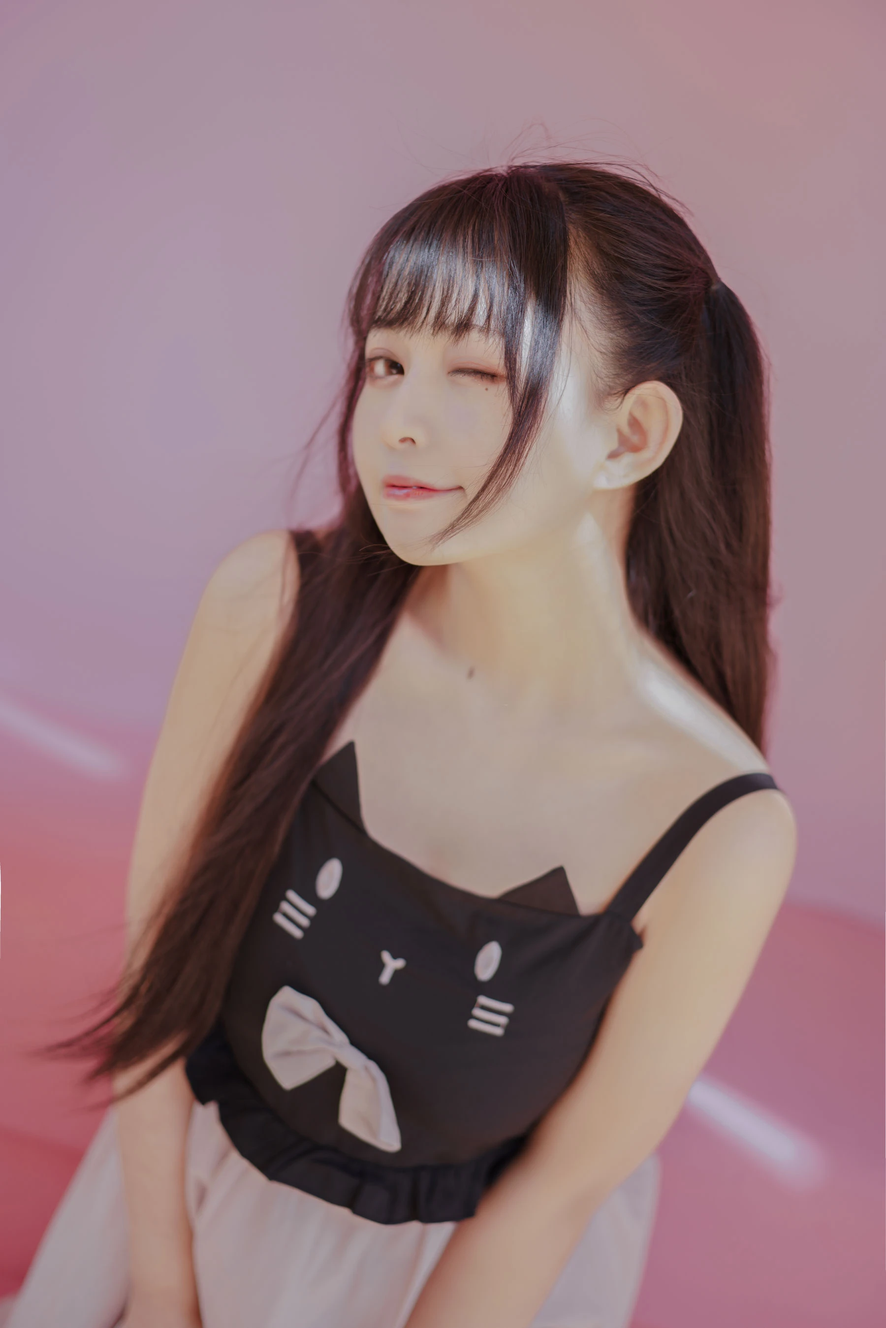 大眼萌妹黑猫猫OvO – pink插图6