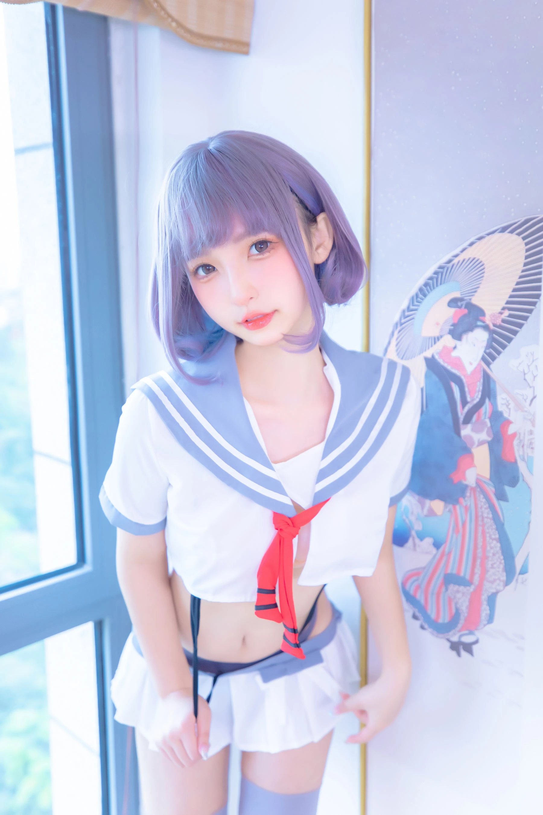 神楽坂真冬 灰丝吊带JK插图2