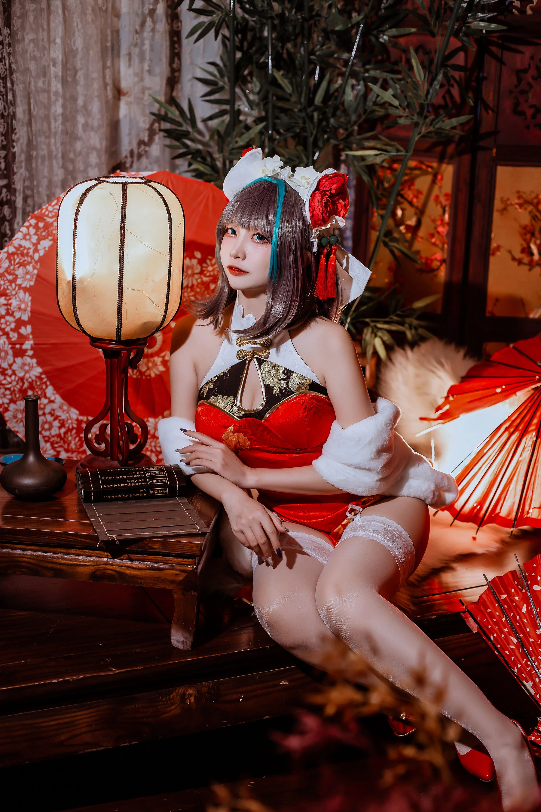 二佐Nisa – 碧蓝 柴郡旗袍 [32P]插图1