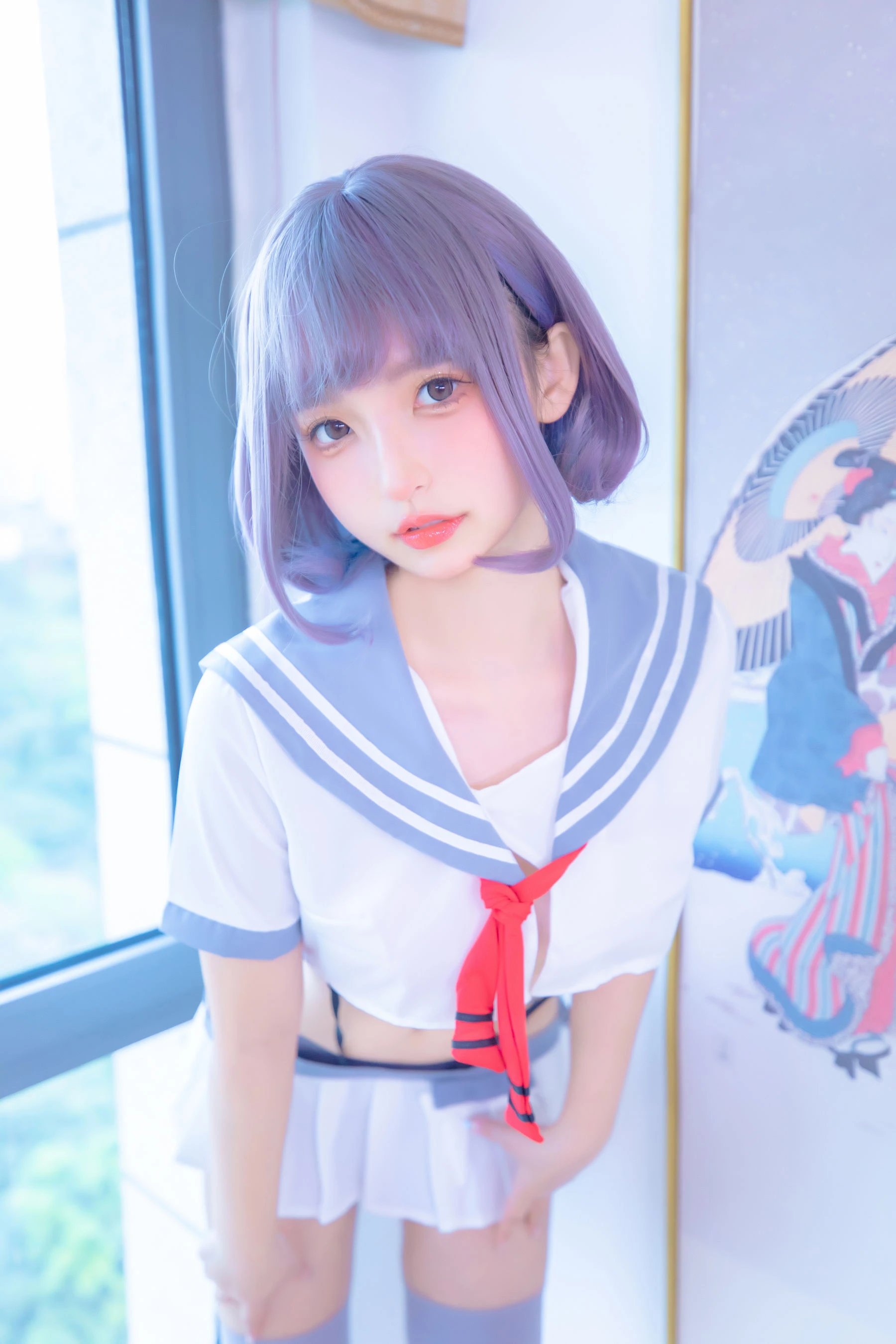 神楽坂真冬 灰丝吊带JK插图1