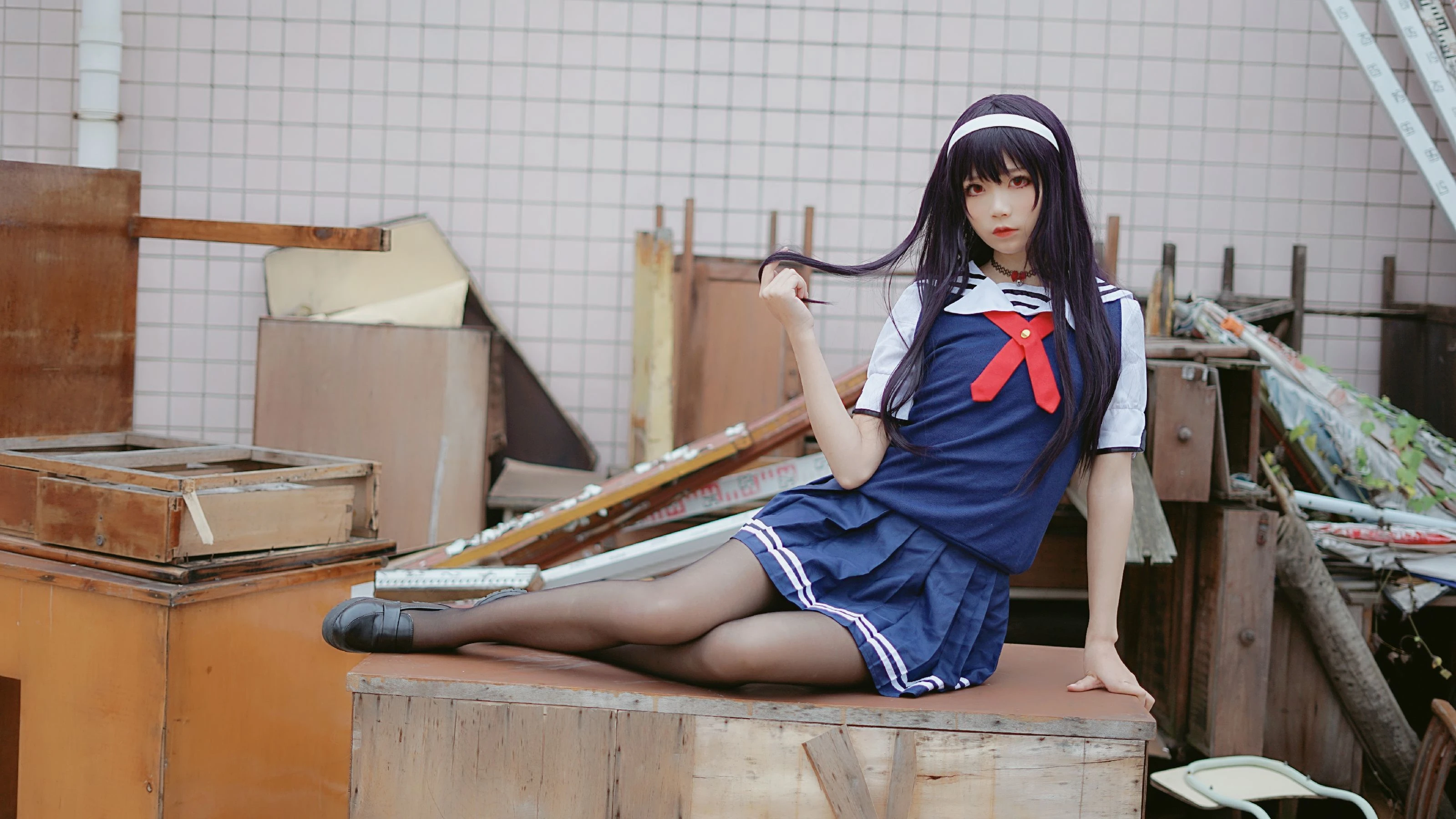 清纯少女五更百鬼 – 学姐校服插图1