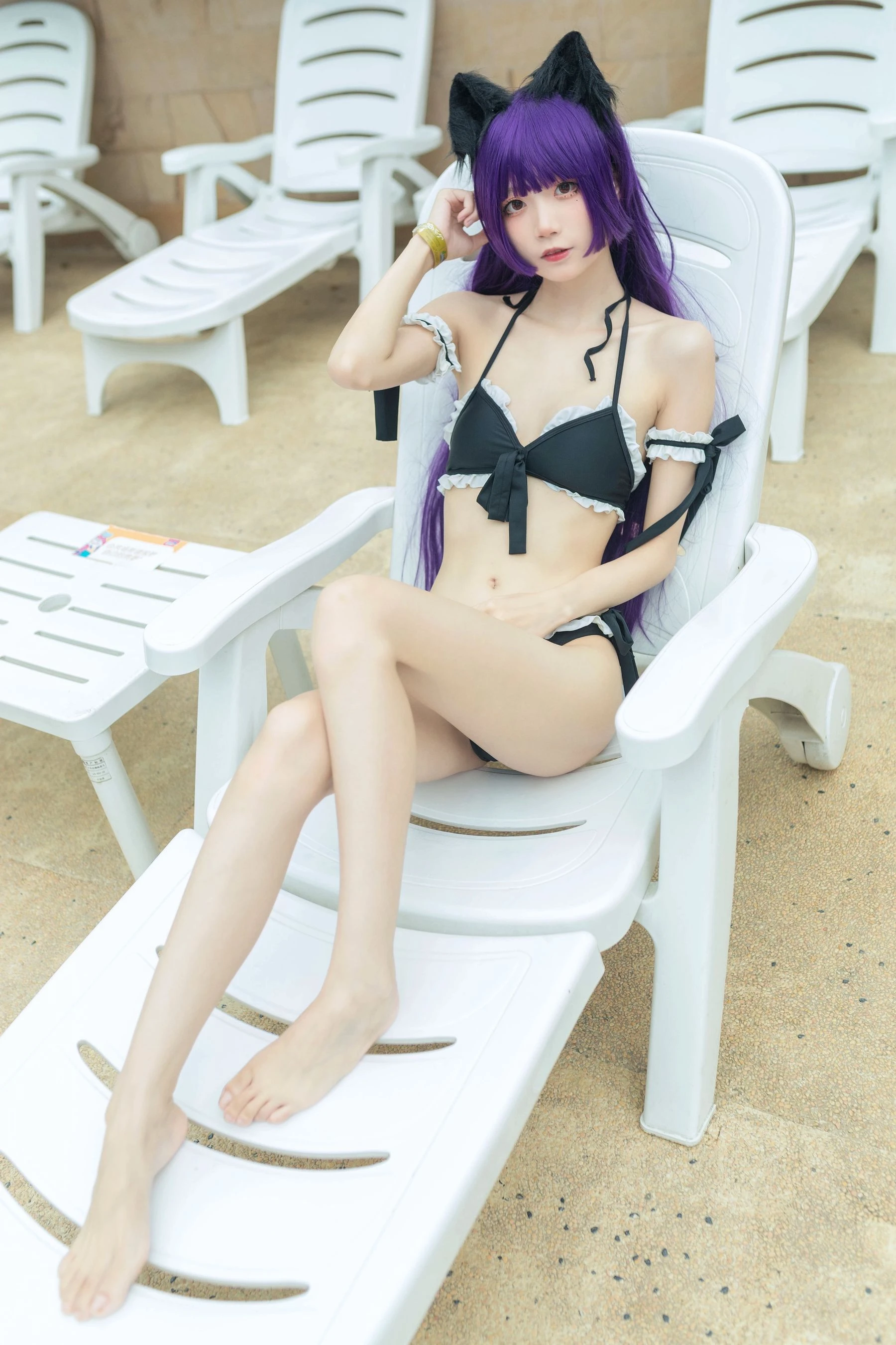 清纯少女五更百鬼 – 黑猫泳装插图3