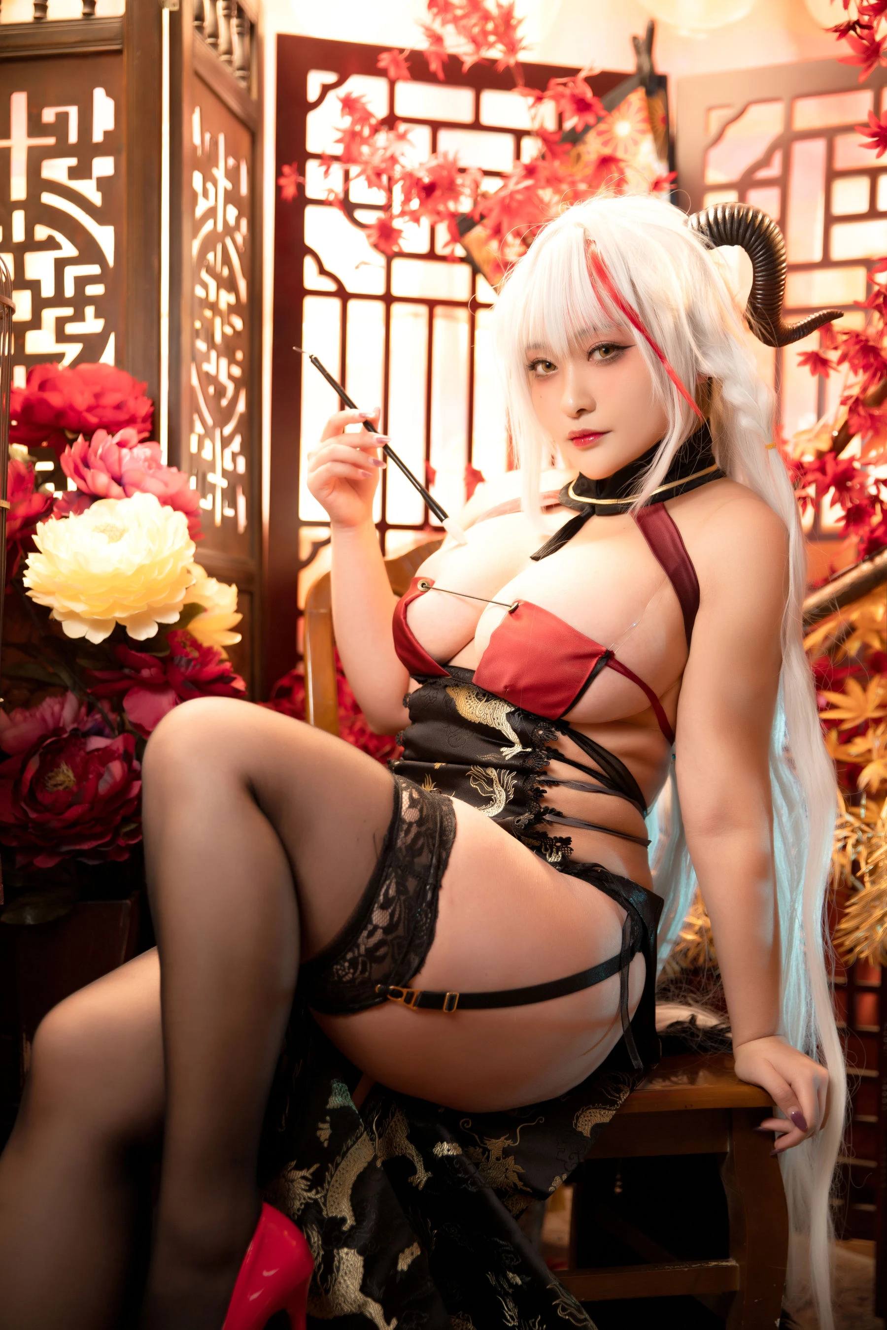 动漫博主洛璃LoLiSAMA – 埃吉尔旗袍 金龙腾祥云 [65P]插图3