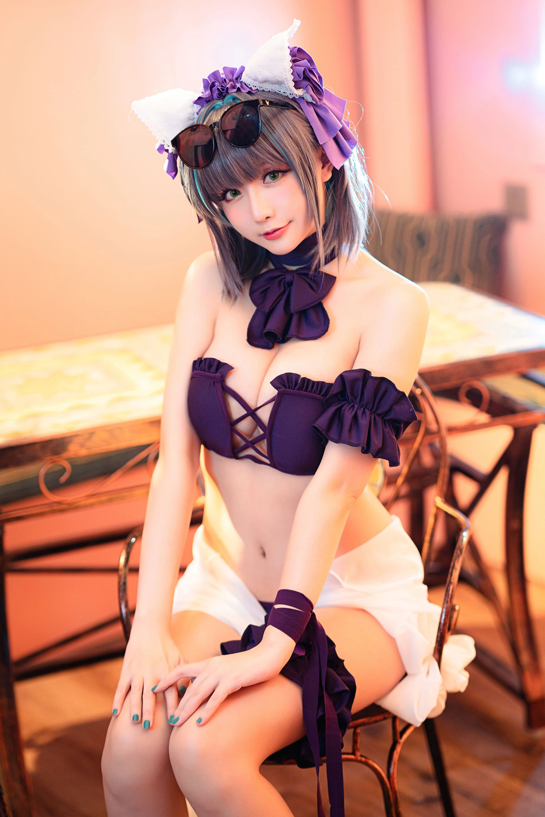 Coser小姐姐星之迟迟 – R-Maid《柴郡泳装》高清在线免费欣赏–微密图社-微密图社