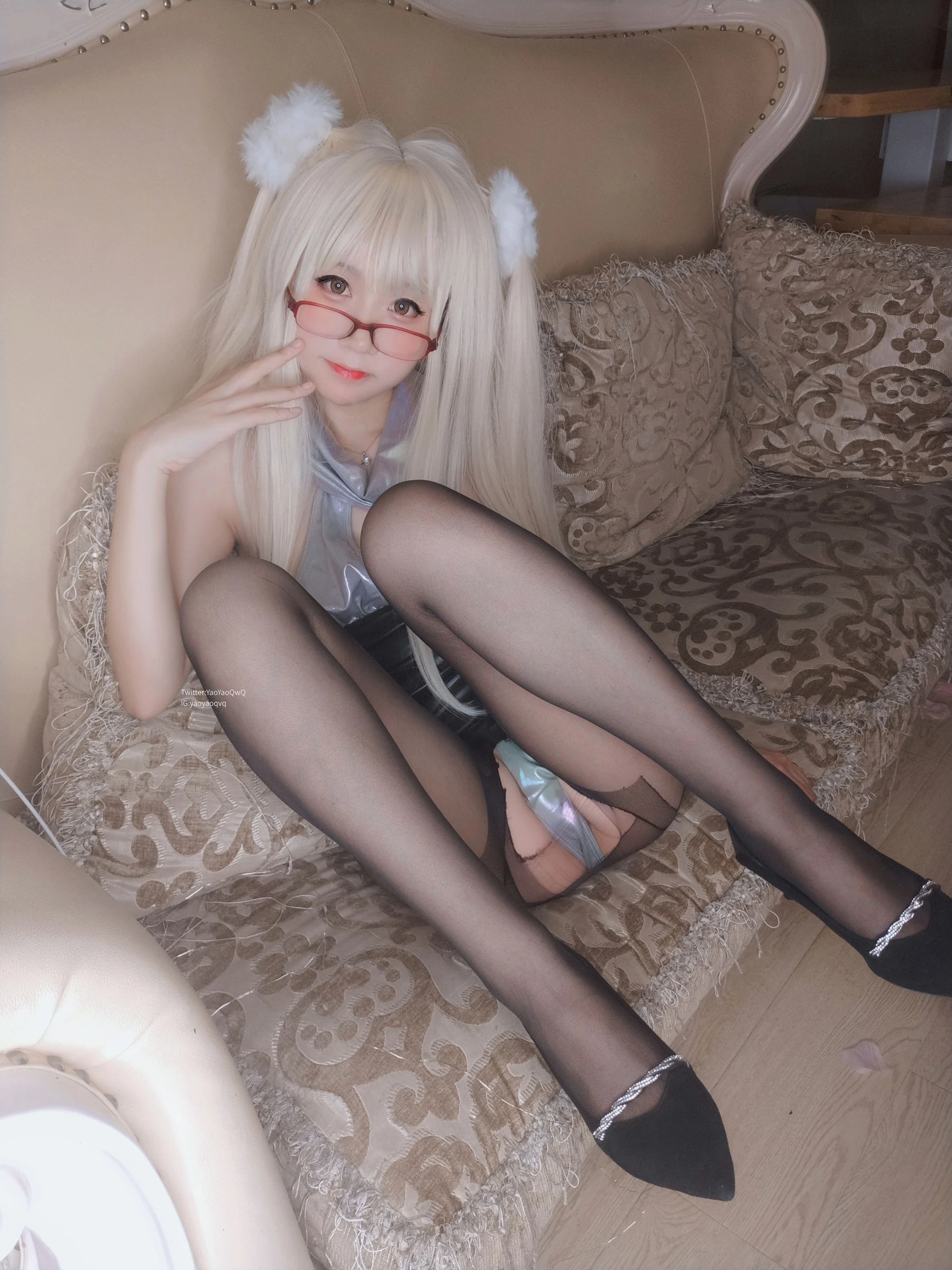 萌妹子Coser摇摇乐yoyo fantia 黑丝猫女插图2