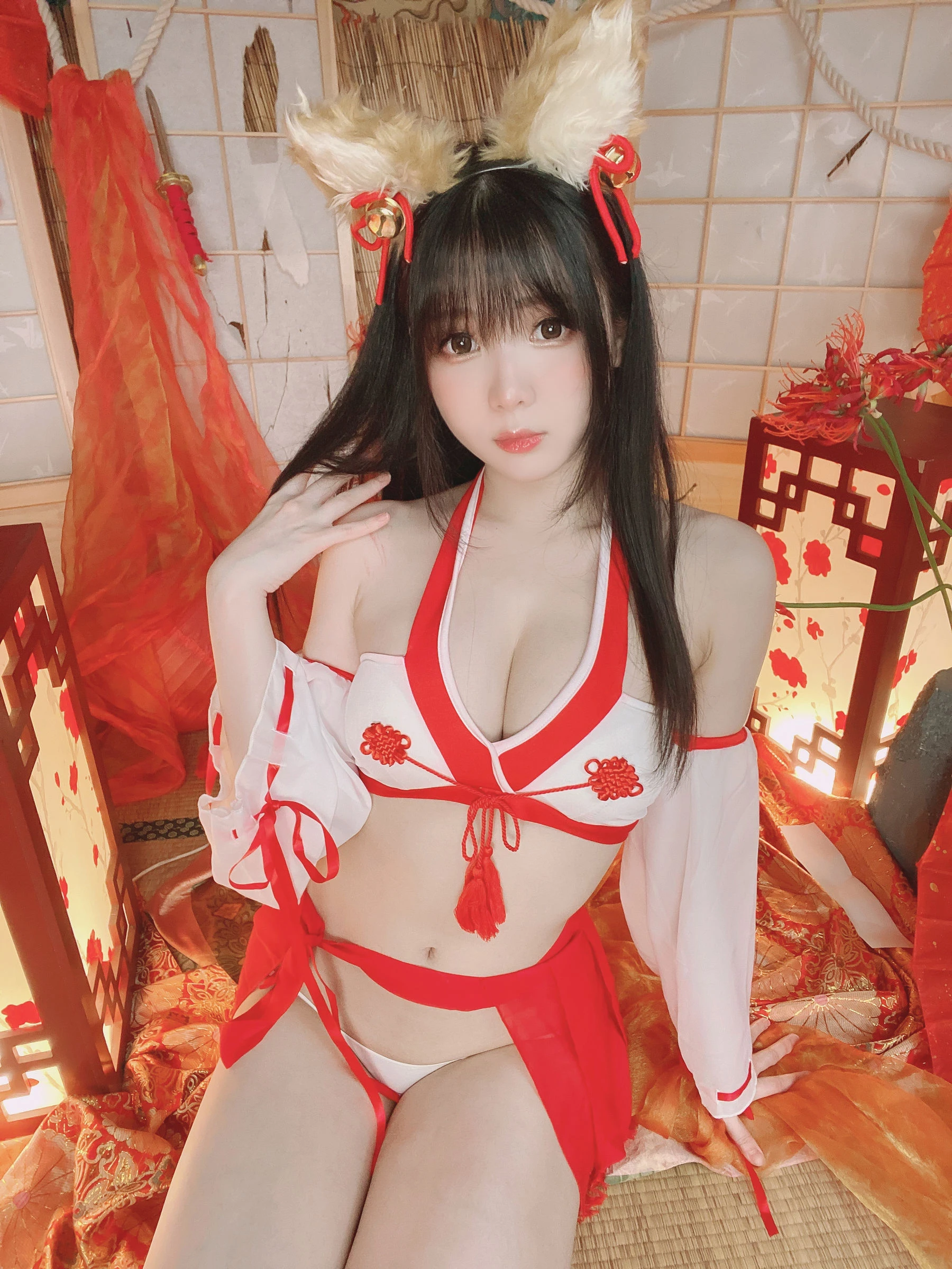 微博妹纸霜月shimo – きつね巫女さん插图8