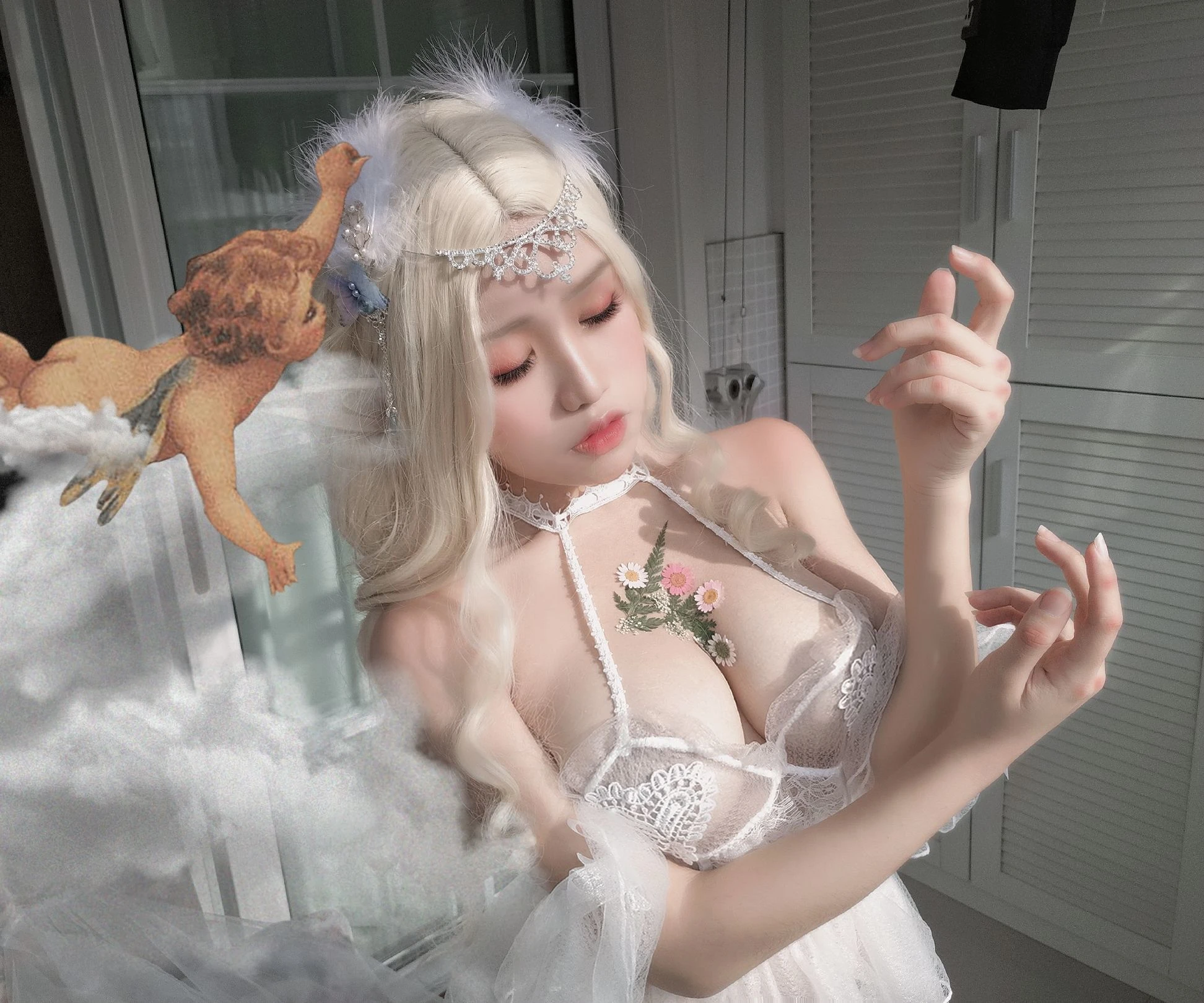 一笑芳香沁写真 少女与花插图8