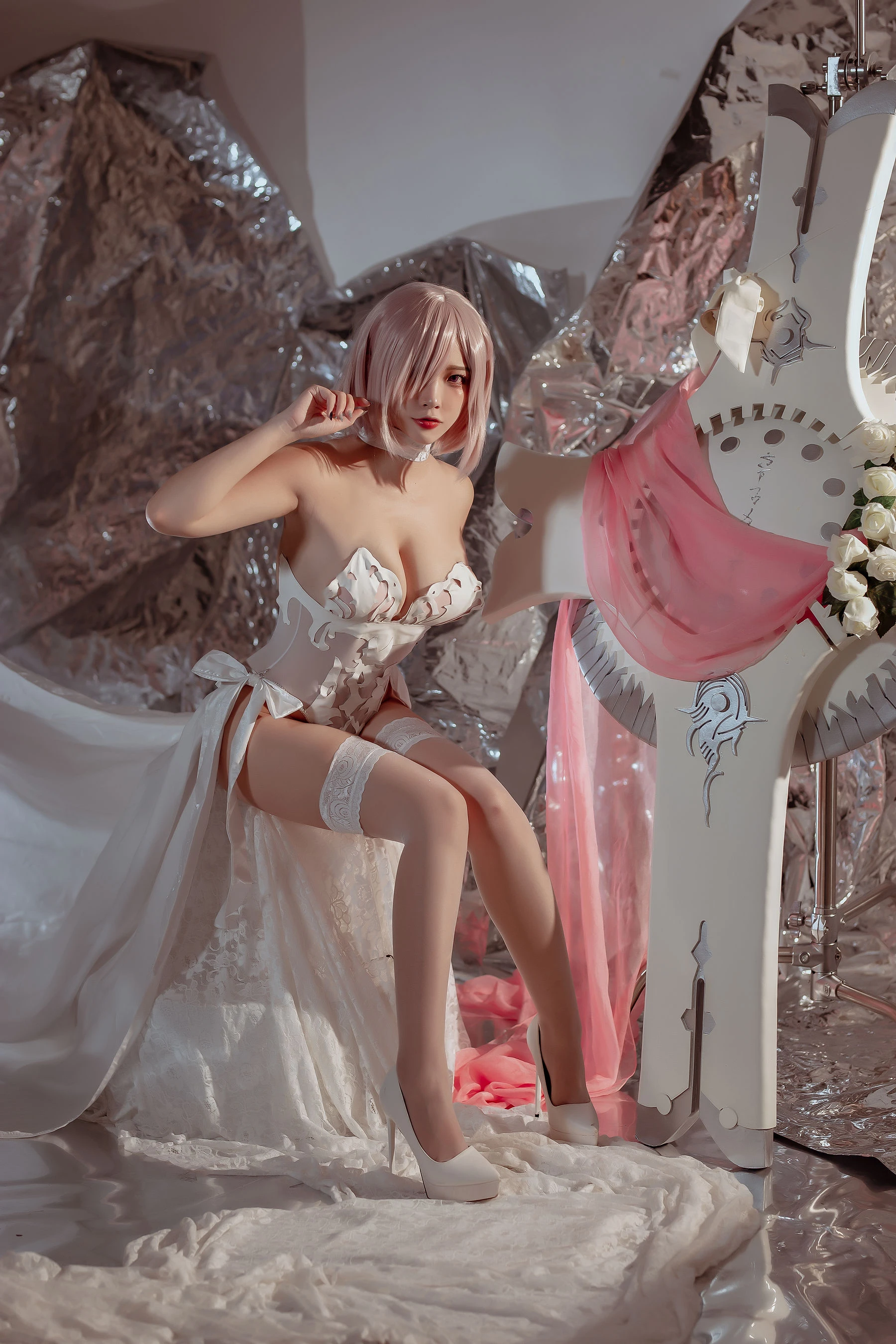 人气Coser二佐Nisa – fate玛修婚纱插图3