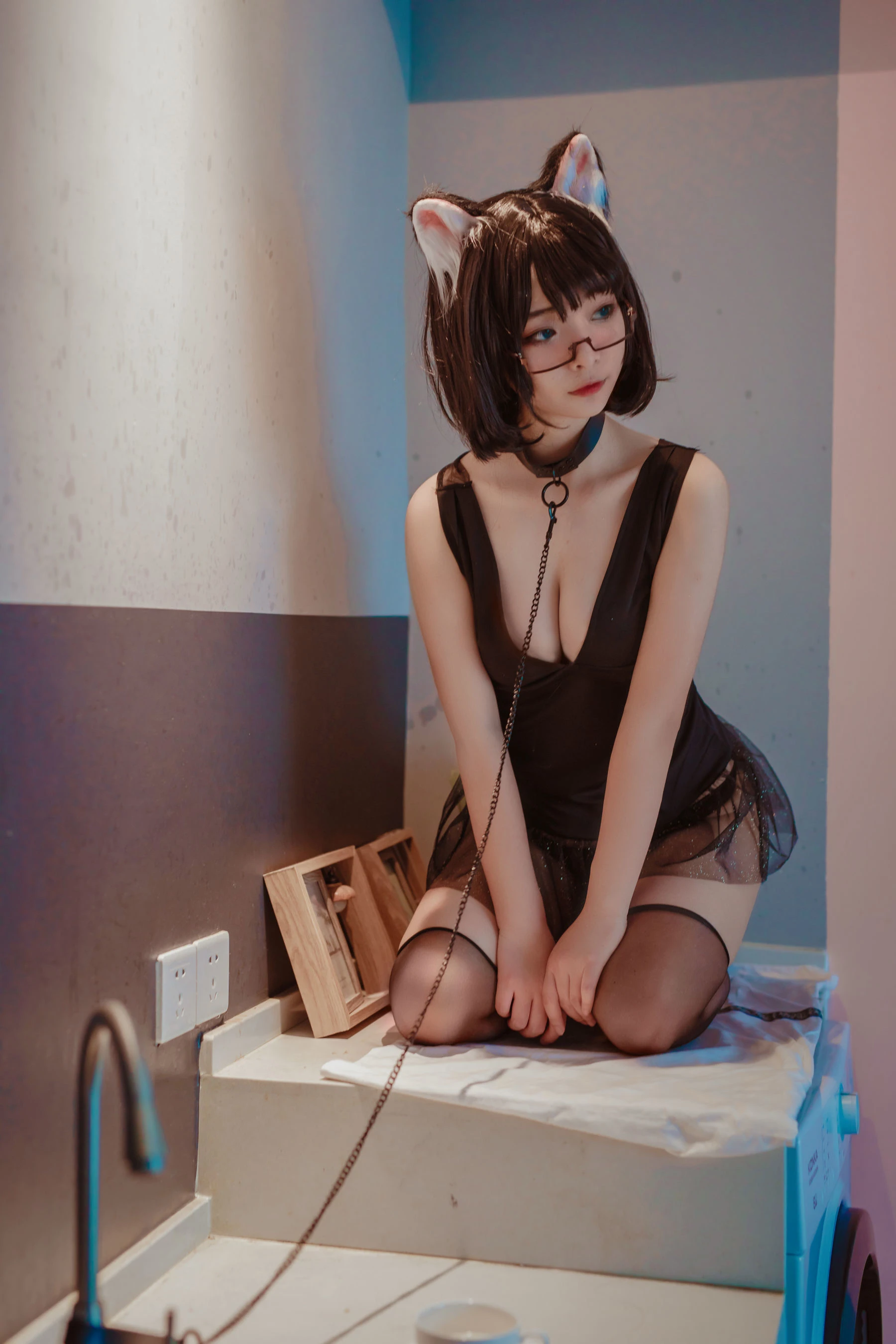 yuuhui玉汇 – 猫猫头黑裙子 [10P]插图4