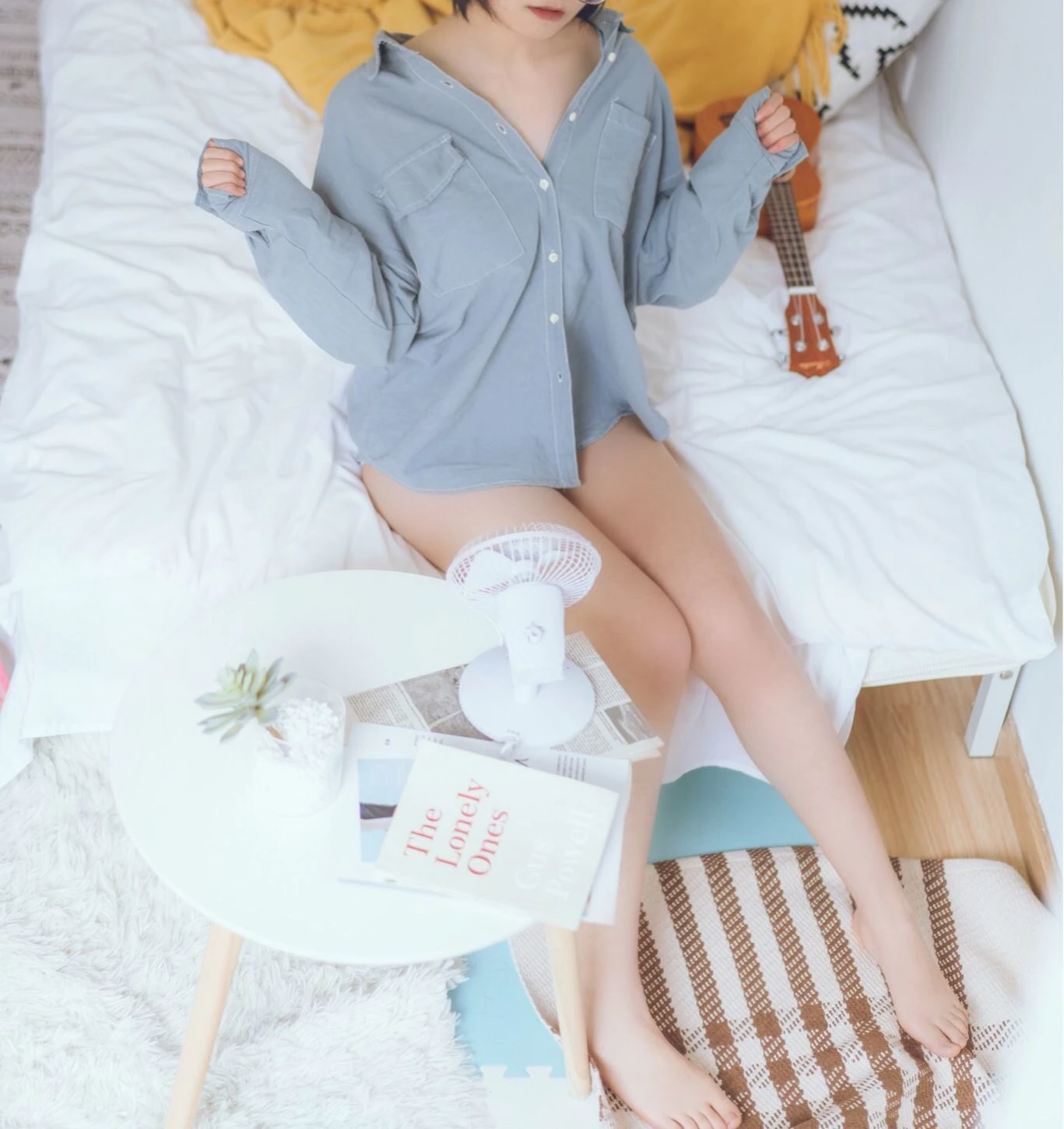 COSER美女逐月su 蓝色衬衫插图5