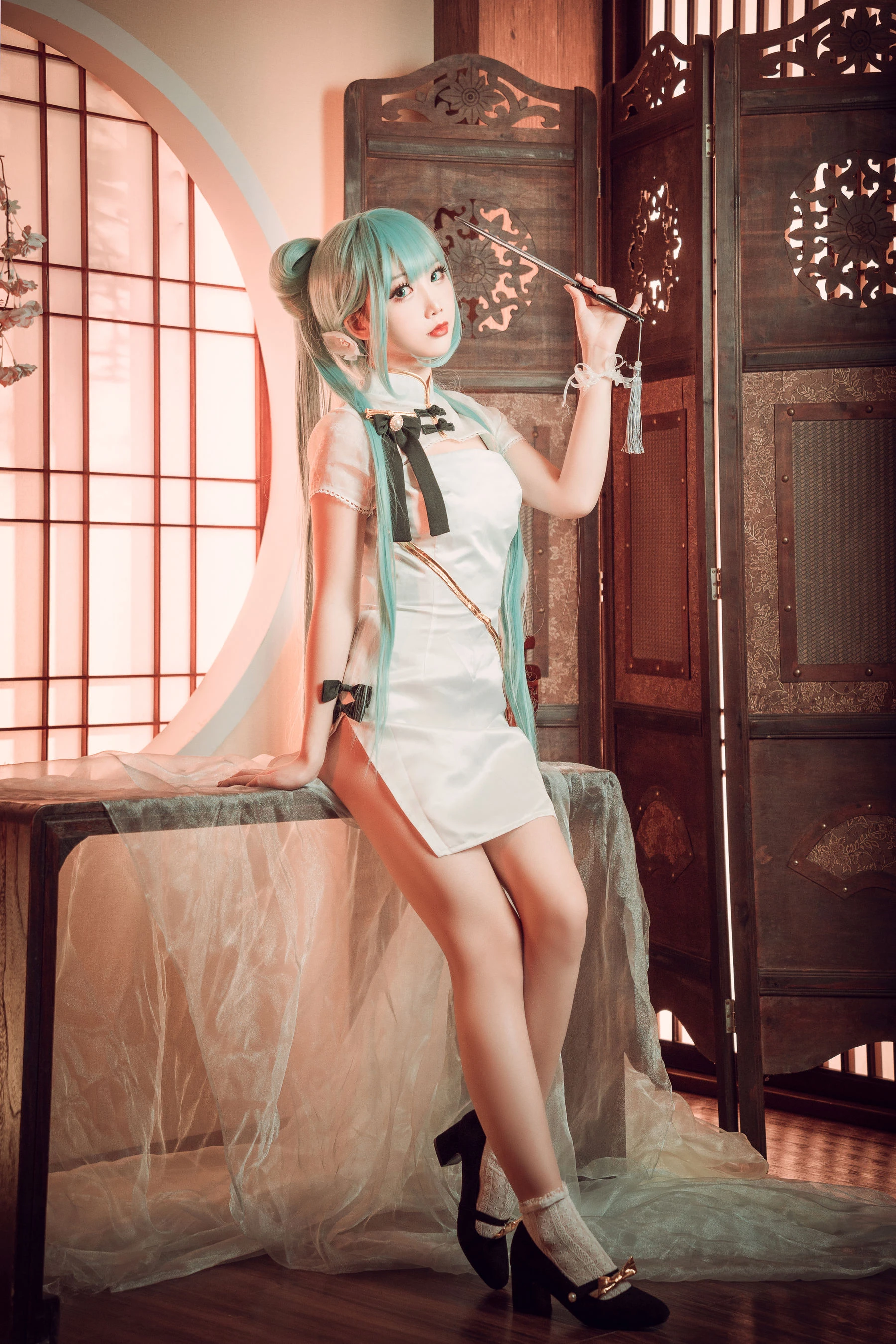 可爱人气Coser面饼仙儿 – 初音旗袍插图4