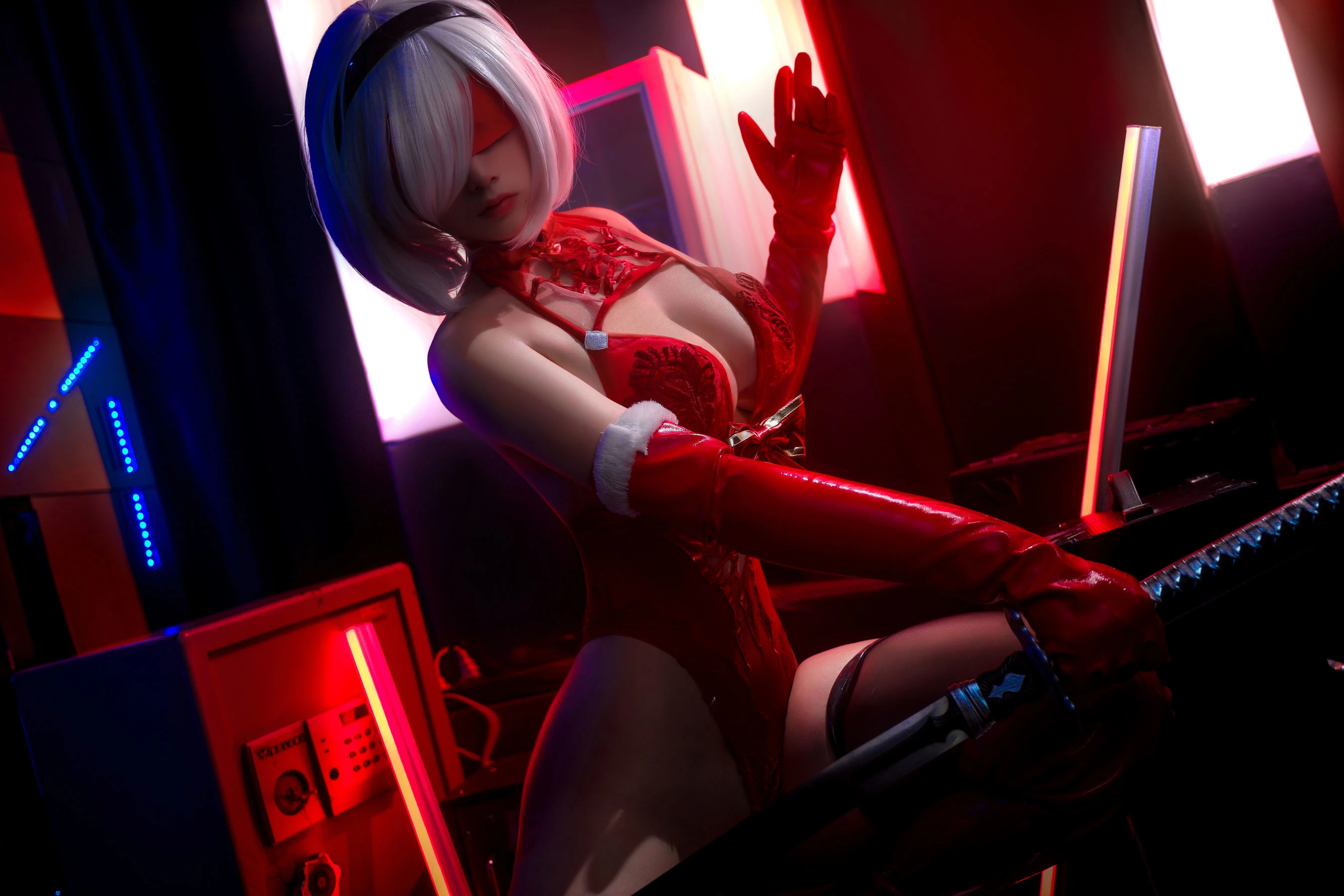 高颜值coser念念_D – 2B红色同人插图4