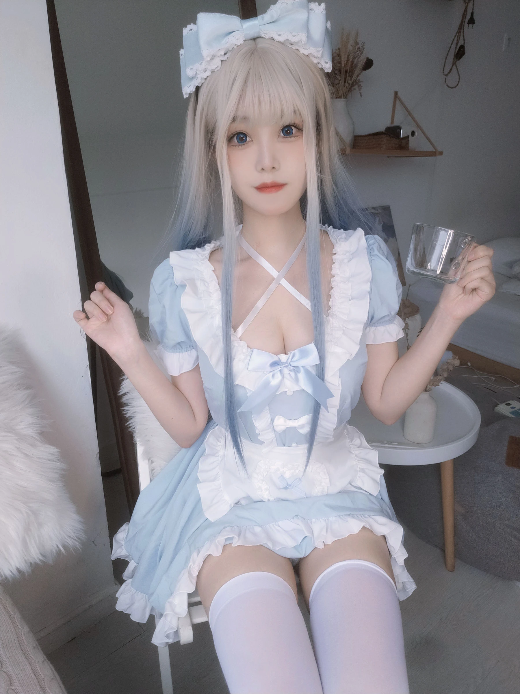 萌系小姐姐蜜汁猫裘 – 蓝女仆插图2