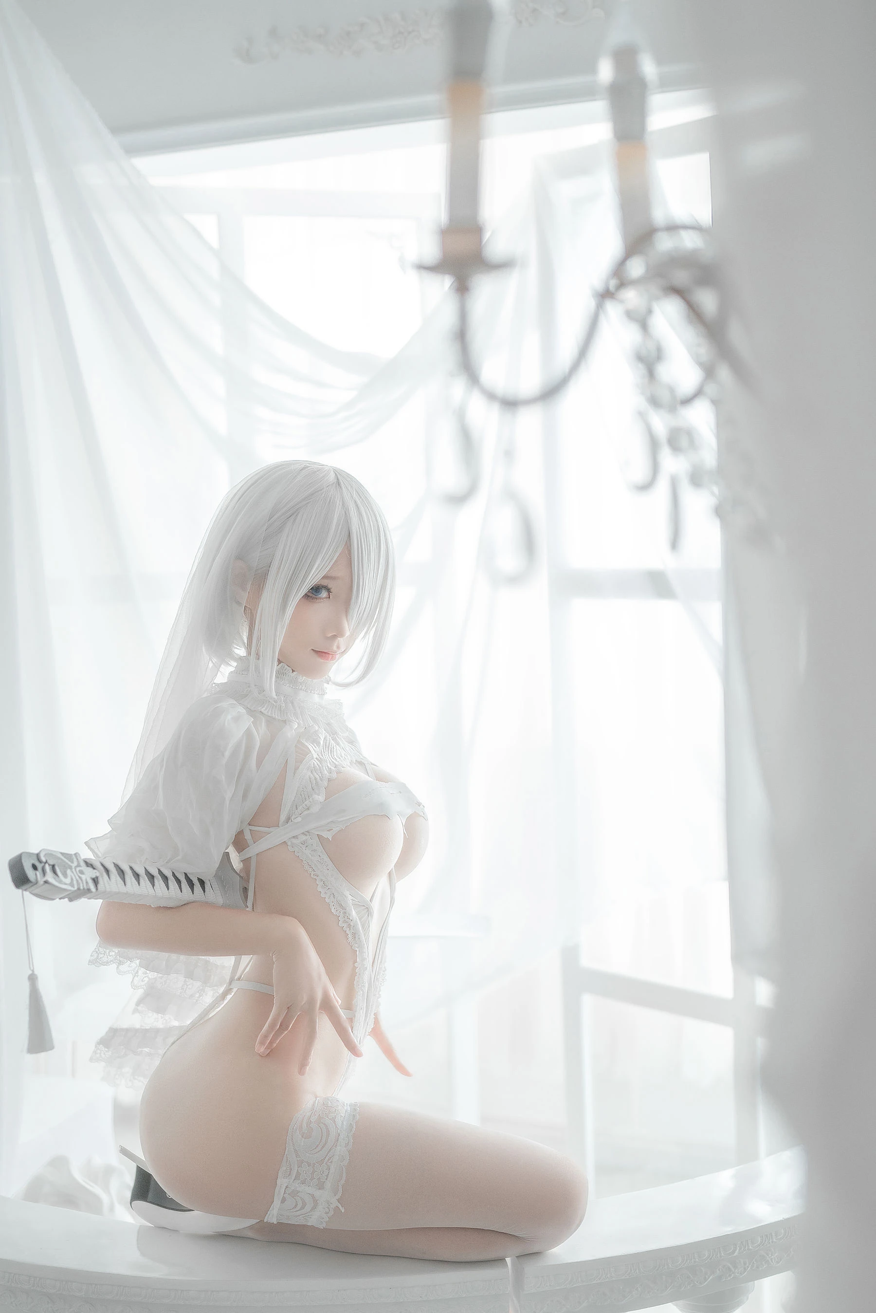 动漫博主蠢沫沫 – 2B-白婚纱 [59P]插图5