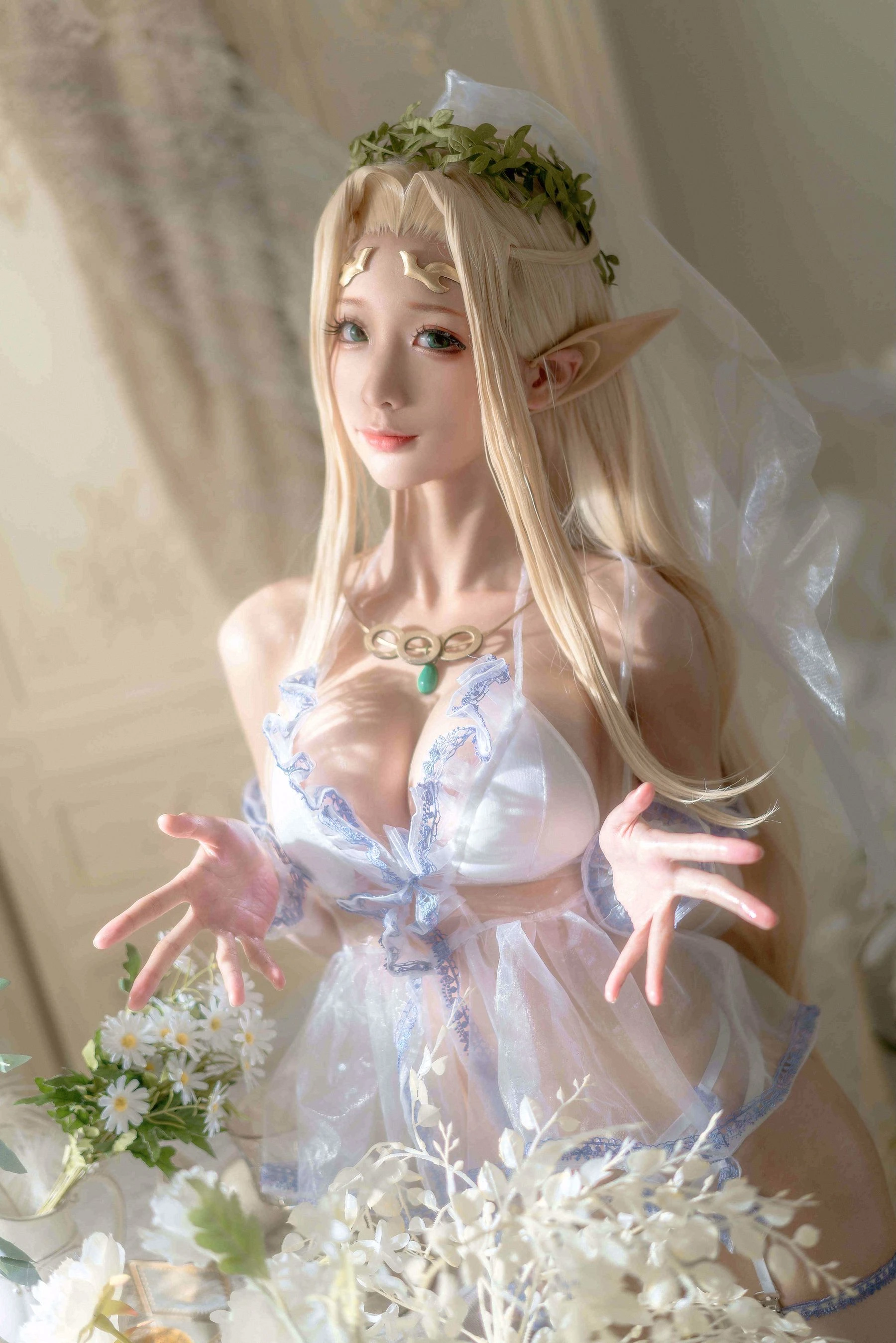 动漫博主蠢沫沫 – 白精灵 婚纱 [60P]插图1