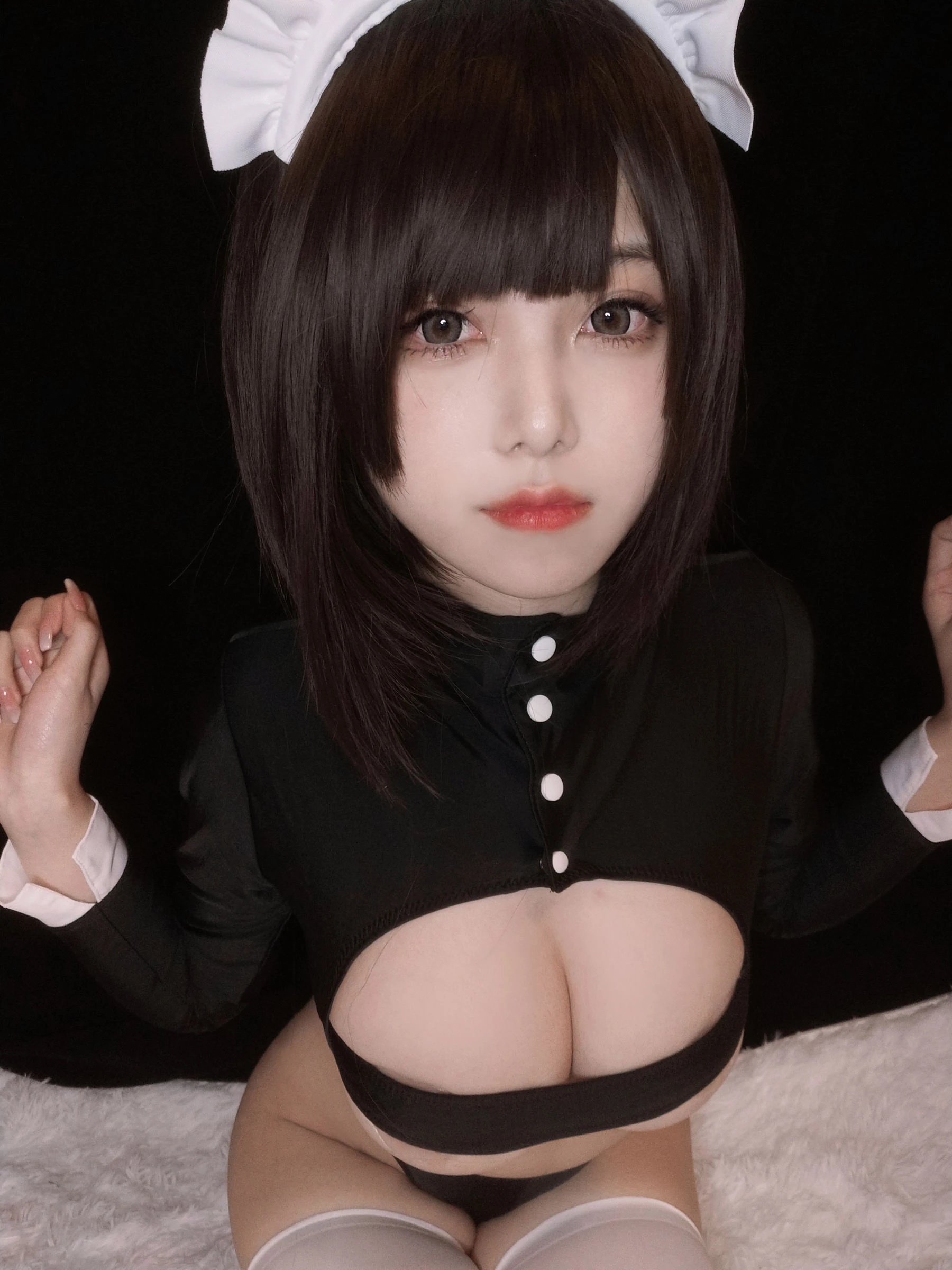 萌系小姐姐蜜汁猫裘 – 歪萌高叉女仆自拍插图3