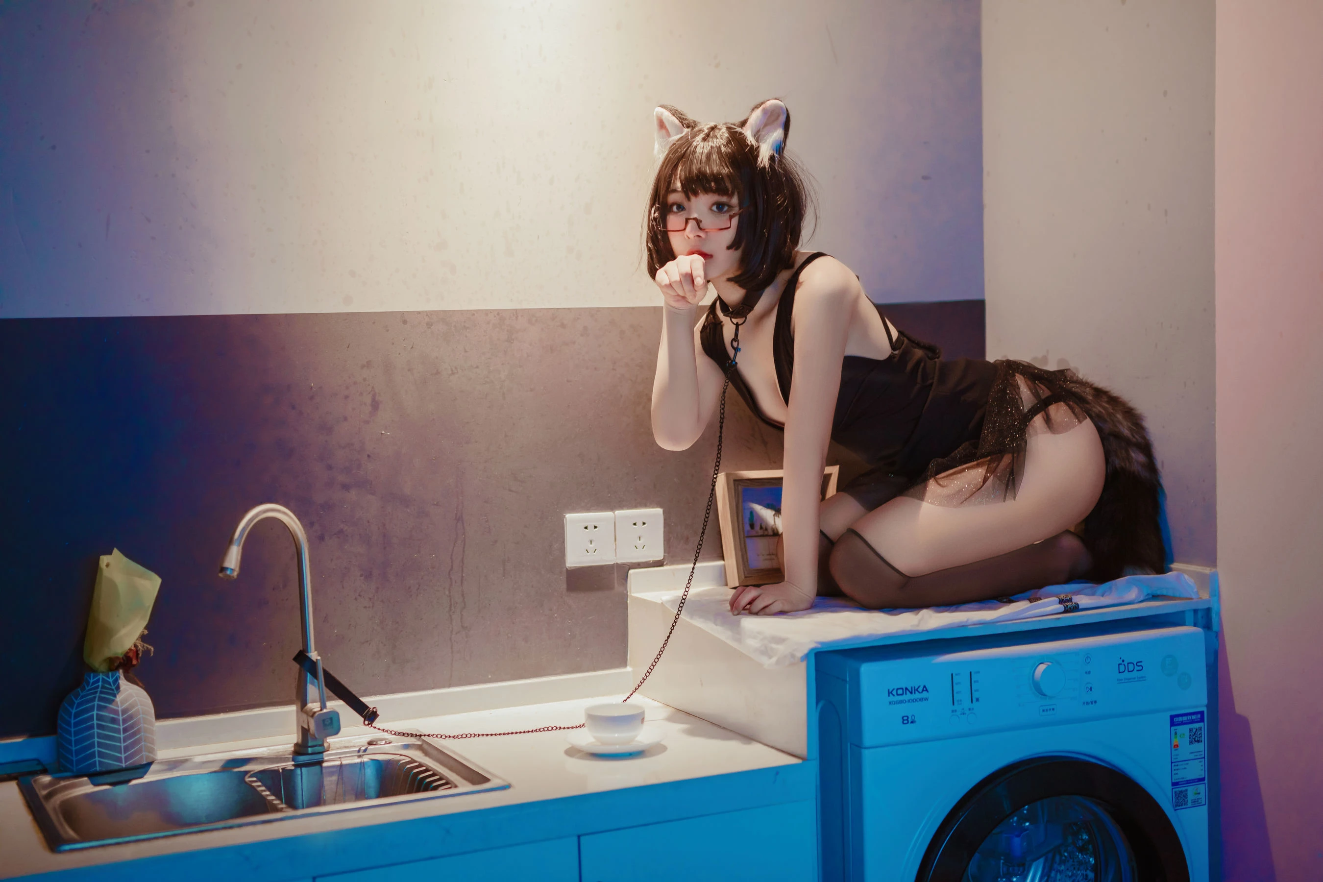 yuuhui玉汇 – 猫猫头黑裙子 [10P]插图2