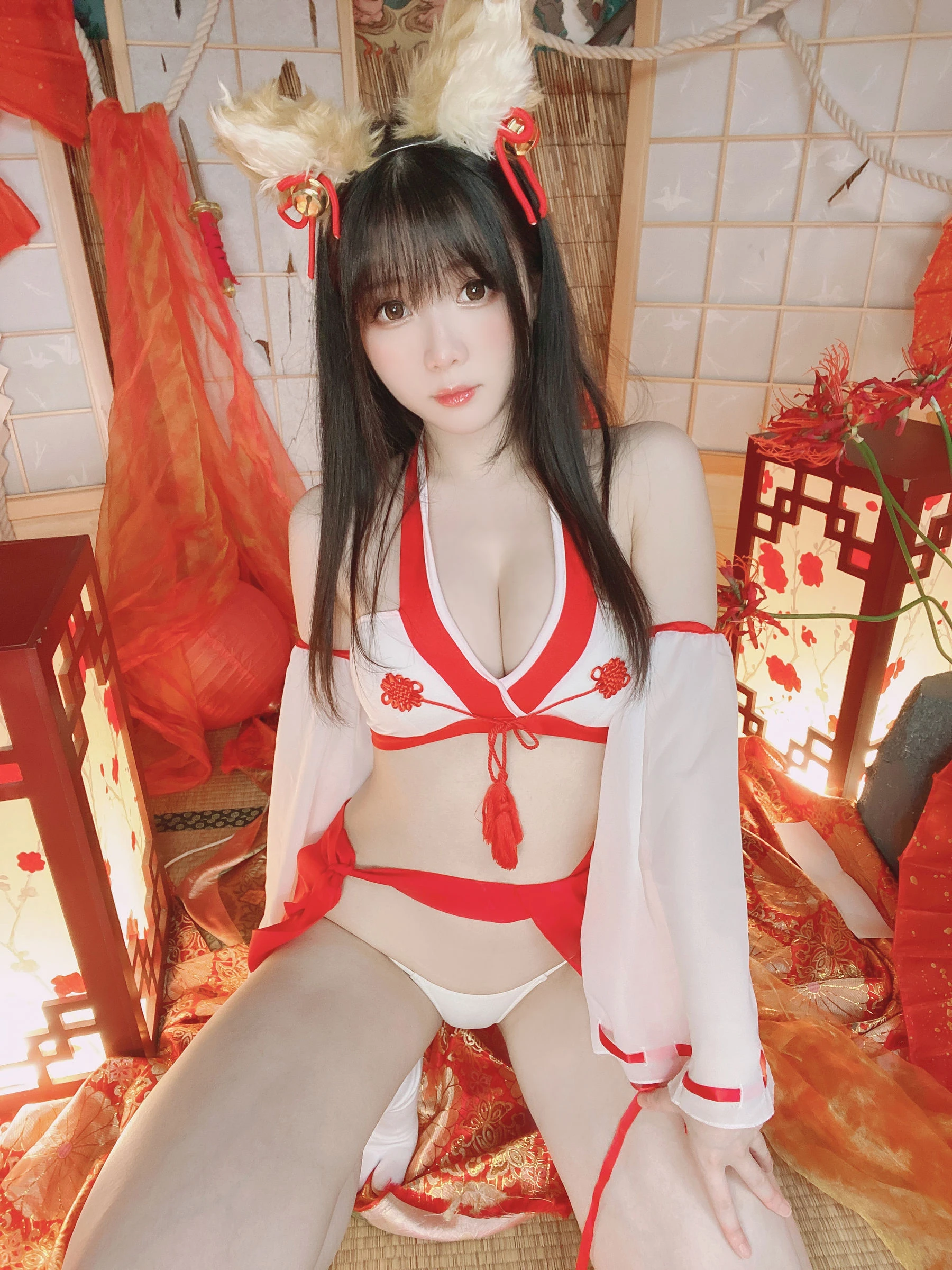 微博妹纸霜月shimo – きつね巫女さん插图4