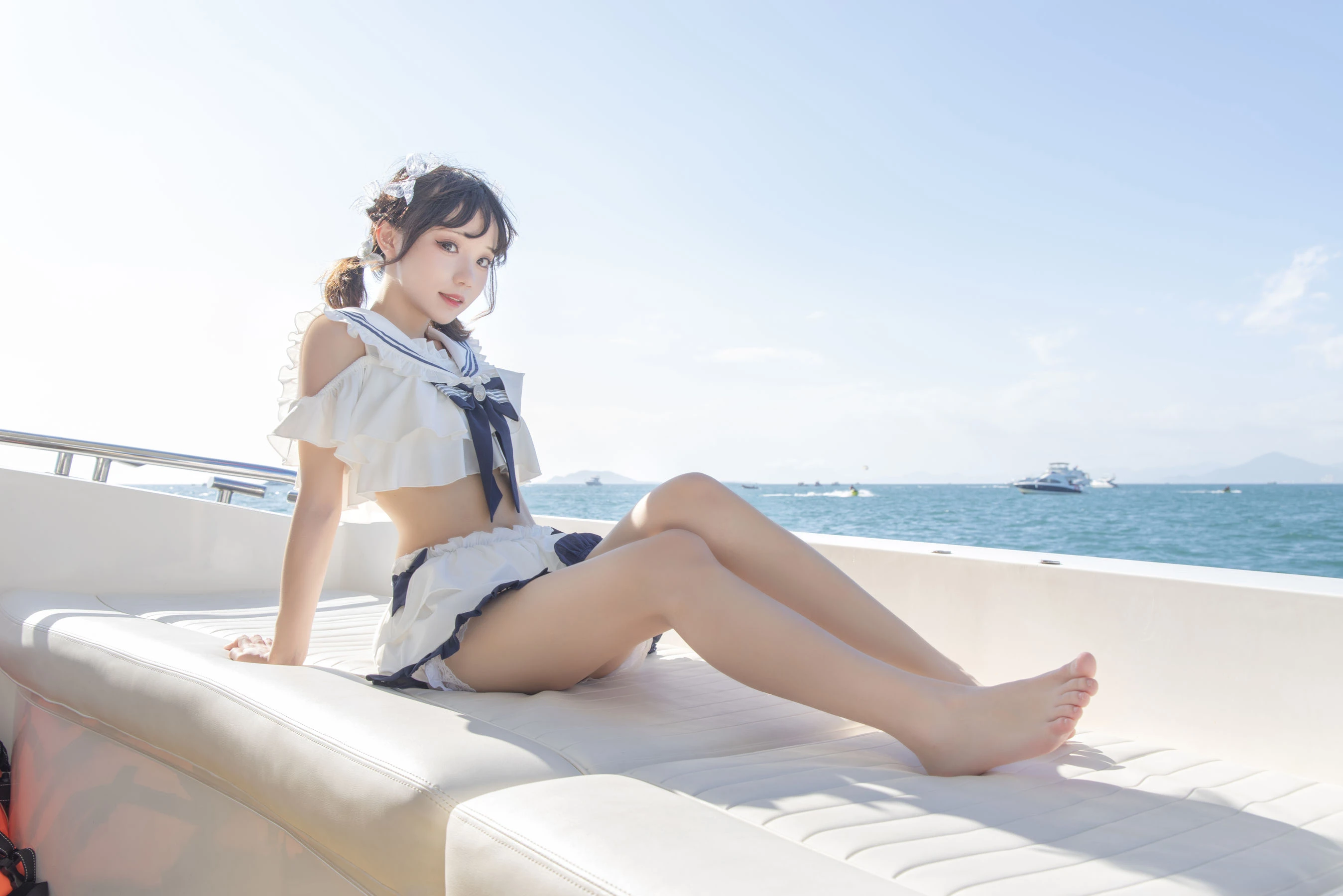 花柒Hana – 三亚熊之海军风泳装插图4