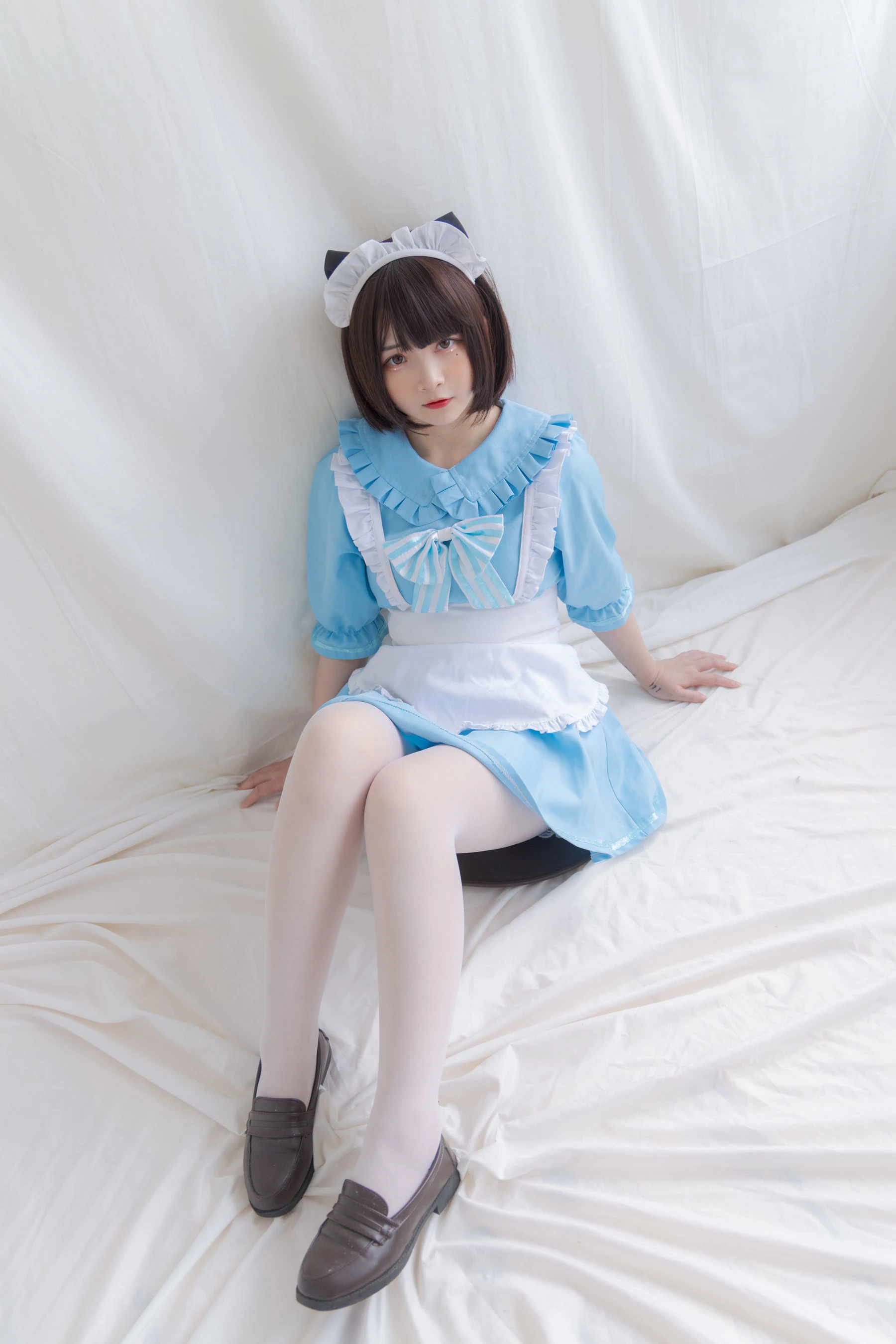 二次元美女古川kagura – 蓝色小猫女仆插图2