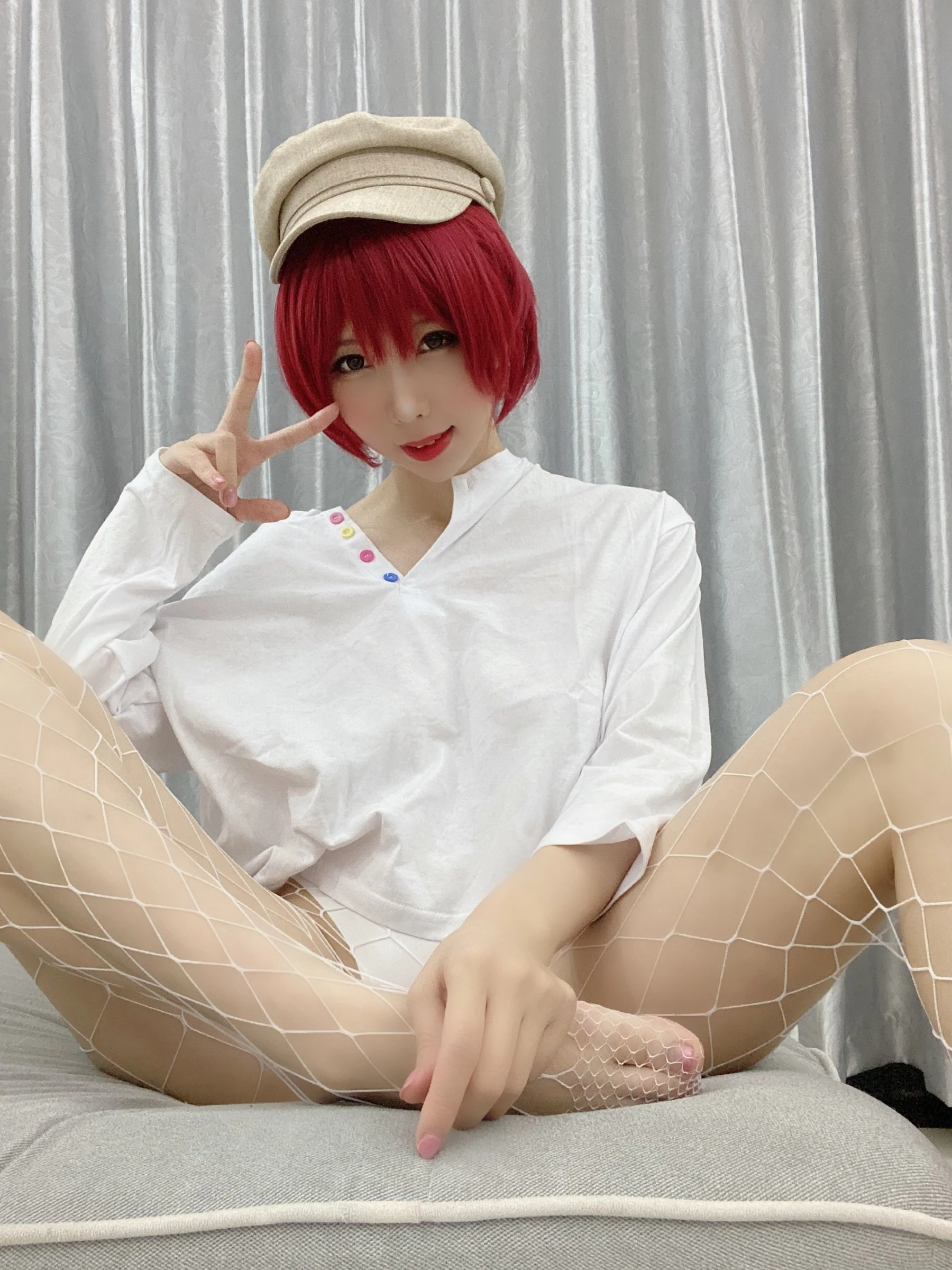 二次元巨乳美女鹿野希 白色网袜 [50P]插图1