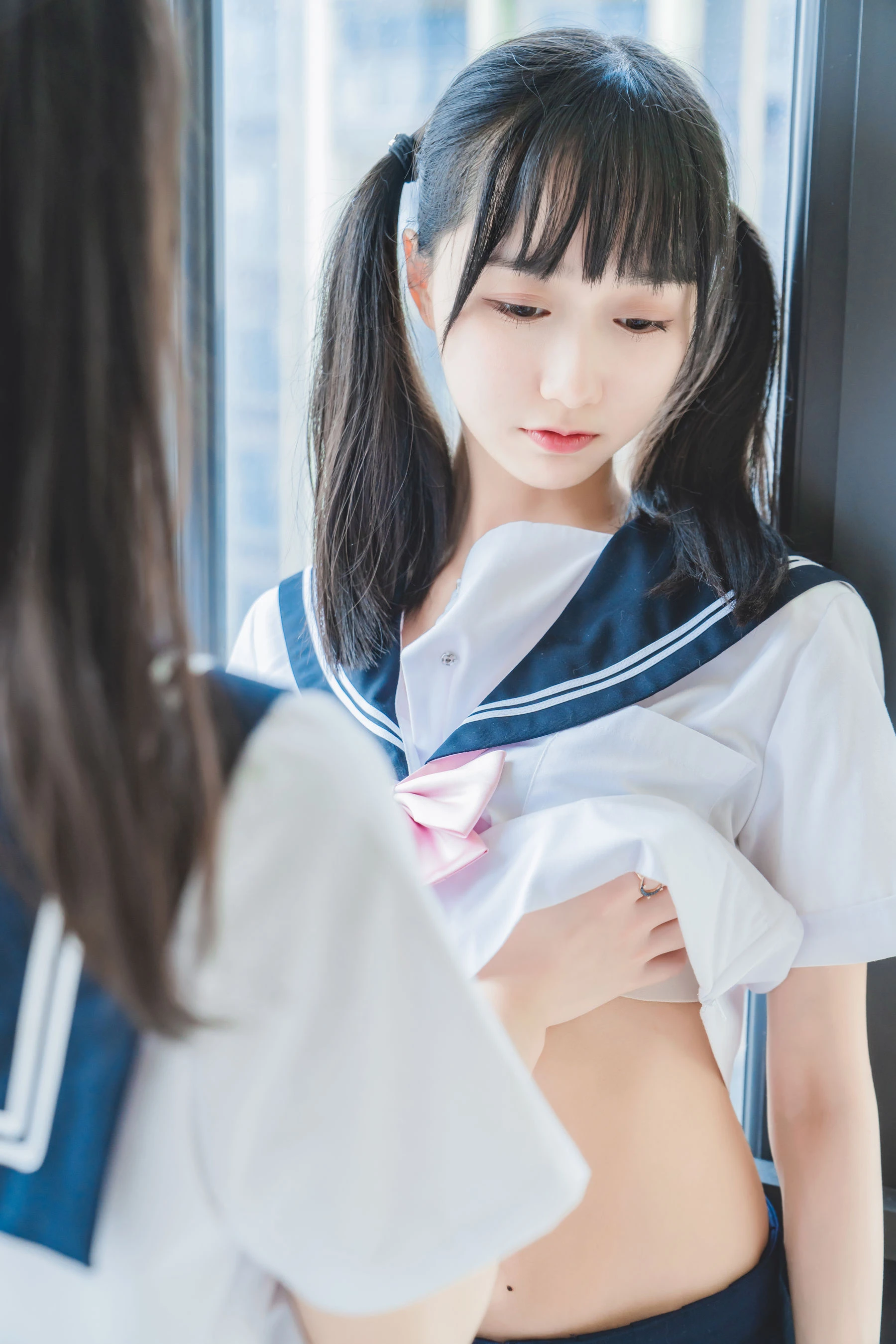萌系小姐姐木绵绵OwO&桜桃喵 她(制服×制服)插图7