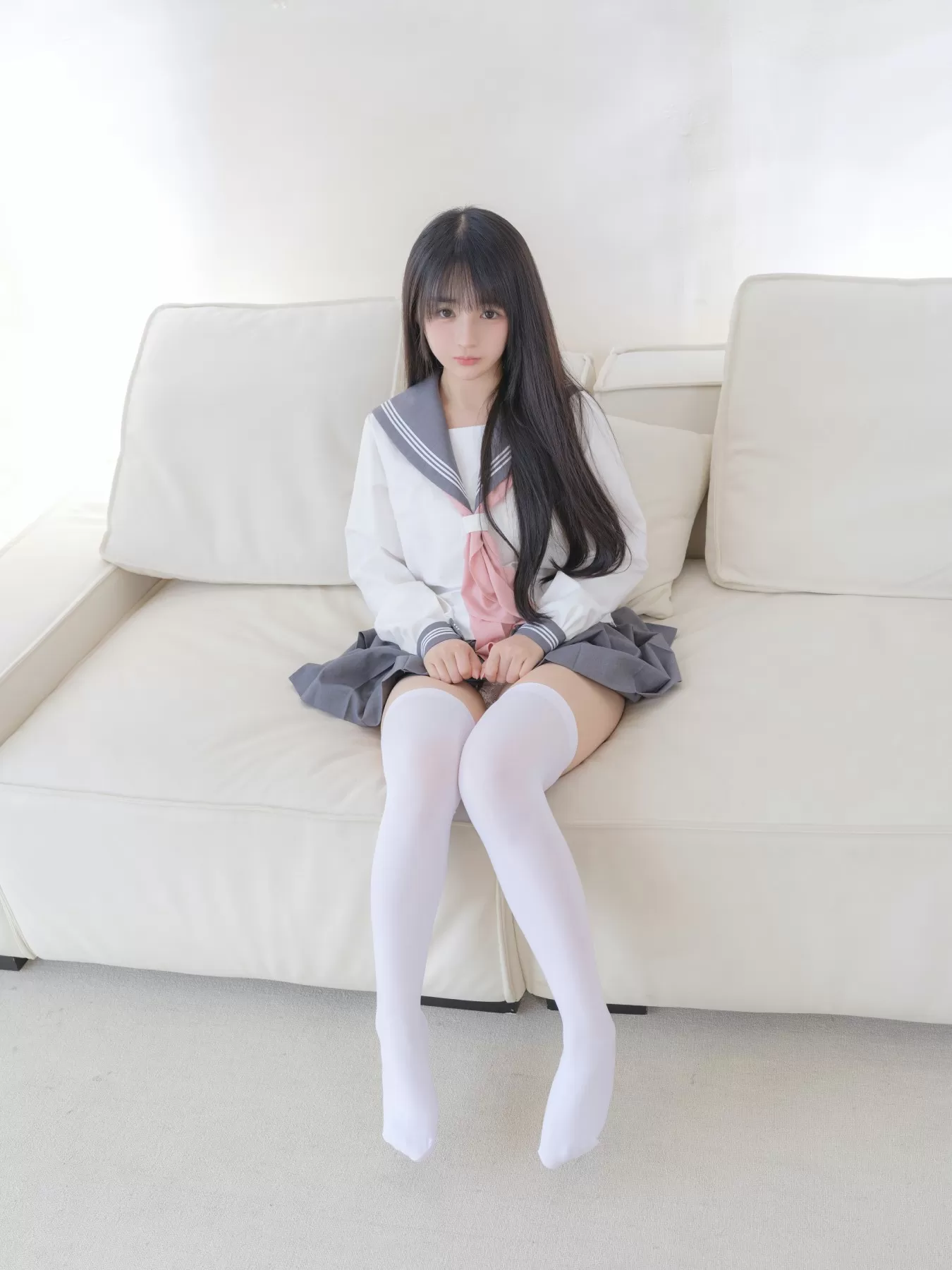 桜井宁宁 – 双马尾白丝JK [85P]插图6