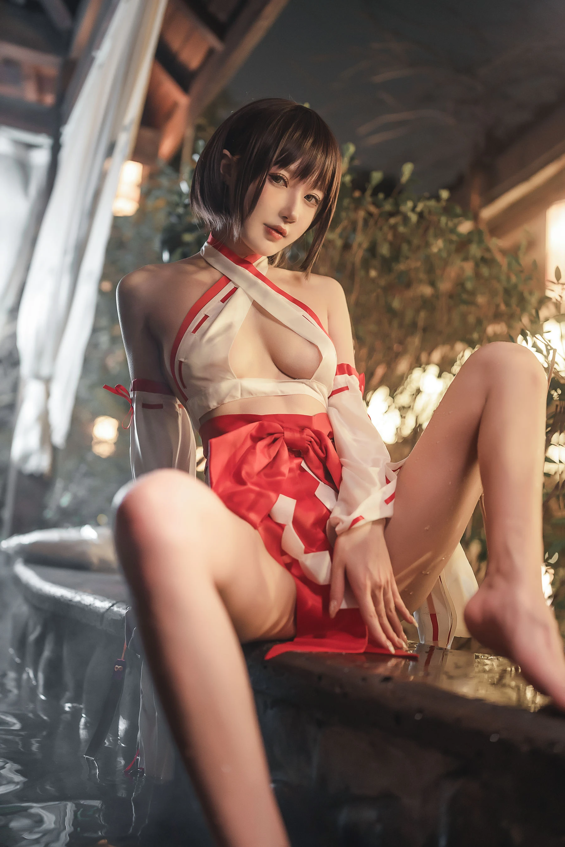 动漫博主阿包也是兔娘 – 温泉巫女插图6