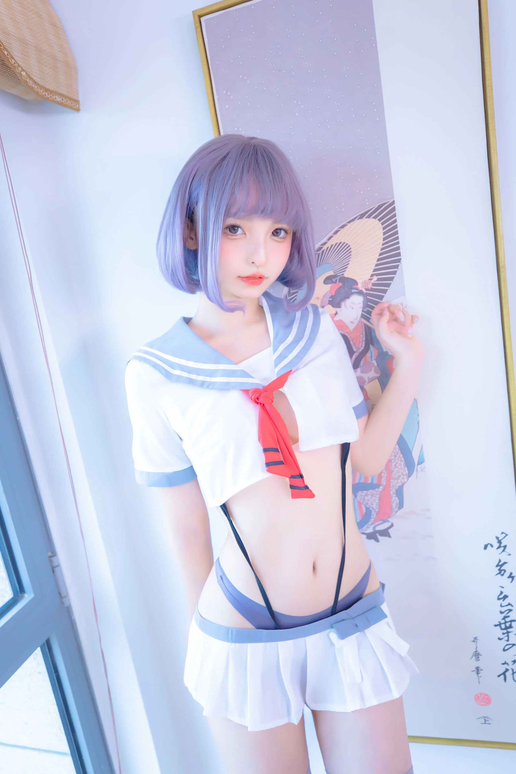 神楽坂真冬 灰丝吊带JK插图4
