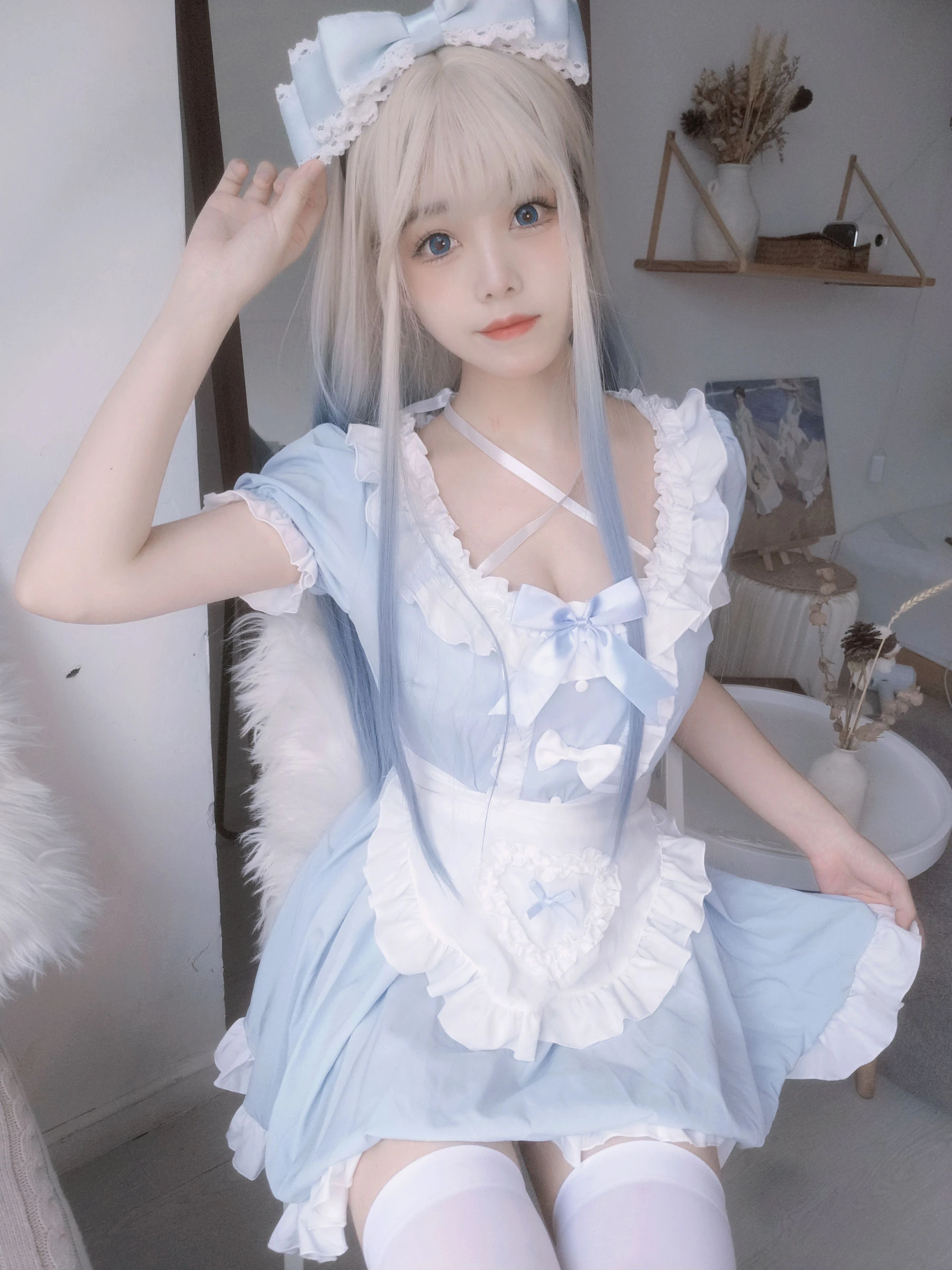 萌系小姐姐蜜汁猫裘 – 蓝女仆插图3