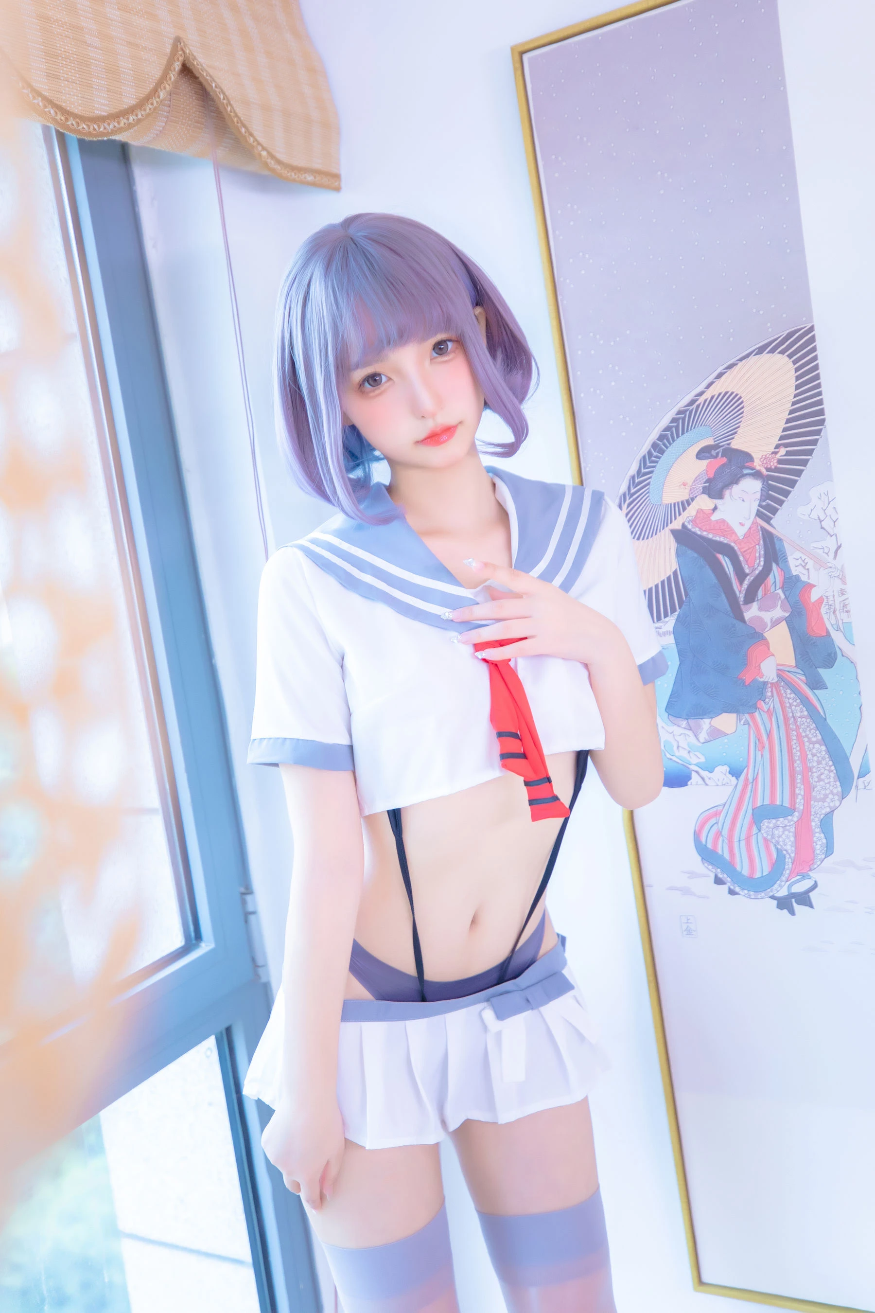 神楽坂真冬 灰丝吊带JK插图3