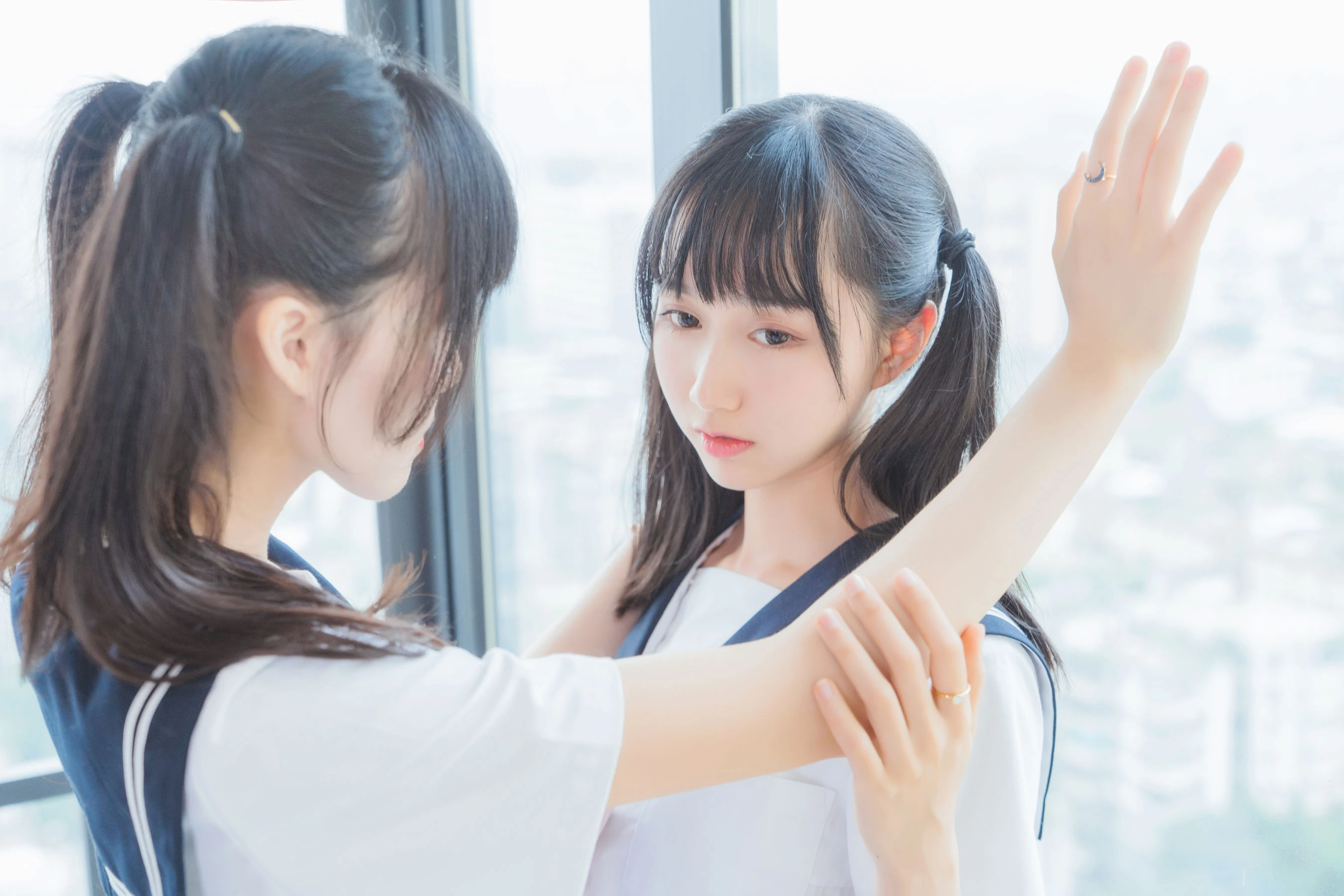 萌系小姐姐木绵绵OwO&桜桃喵 她(制服×制服)插图2