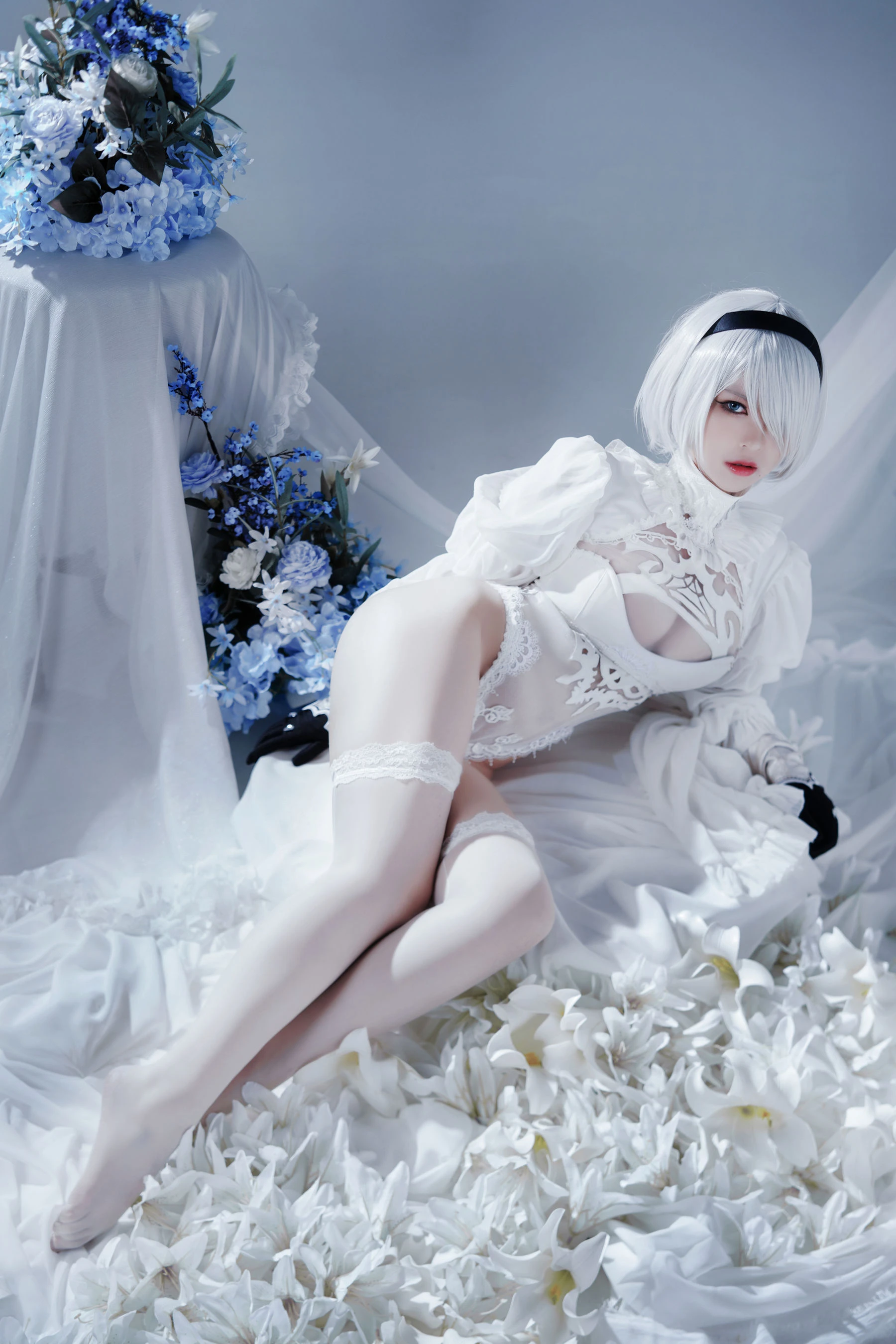 半半子 – Automataヨルハ二号B型 白いドレス高清在线免费欣赏–微密图社-微密图社