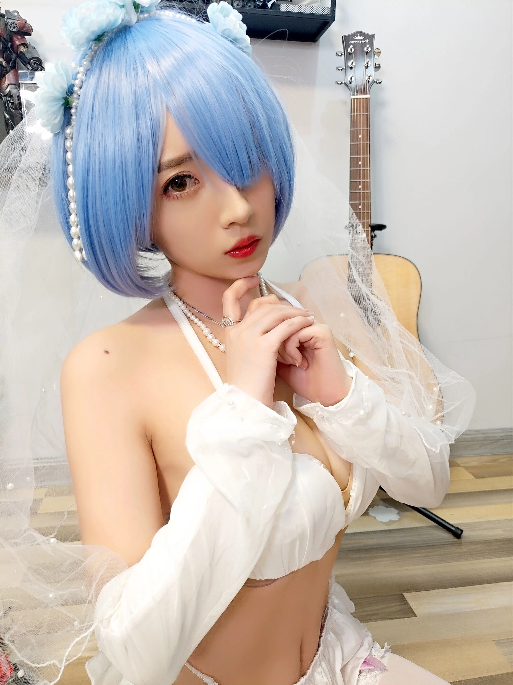 斗鱼主播小女巫露娜 – 雷姆婚纱插图8