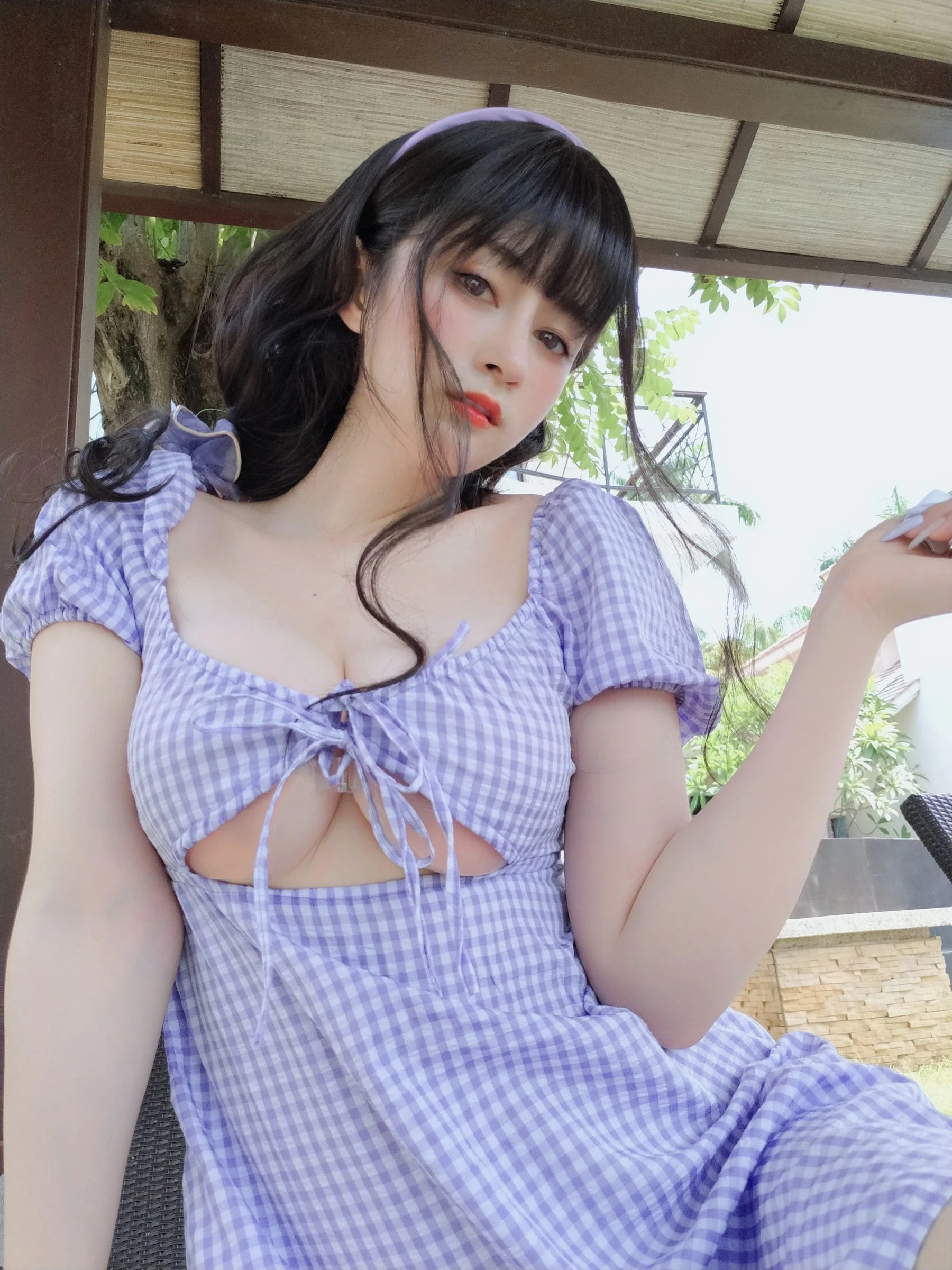 Coser小姐姐白银 – 夏日的格子连衣裙插图6