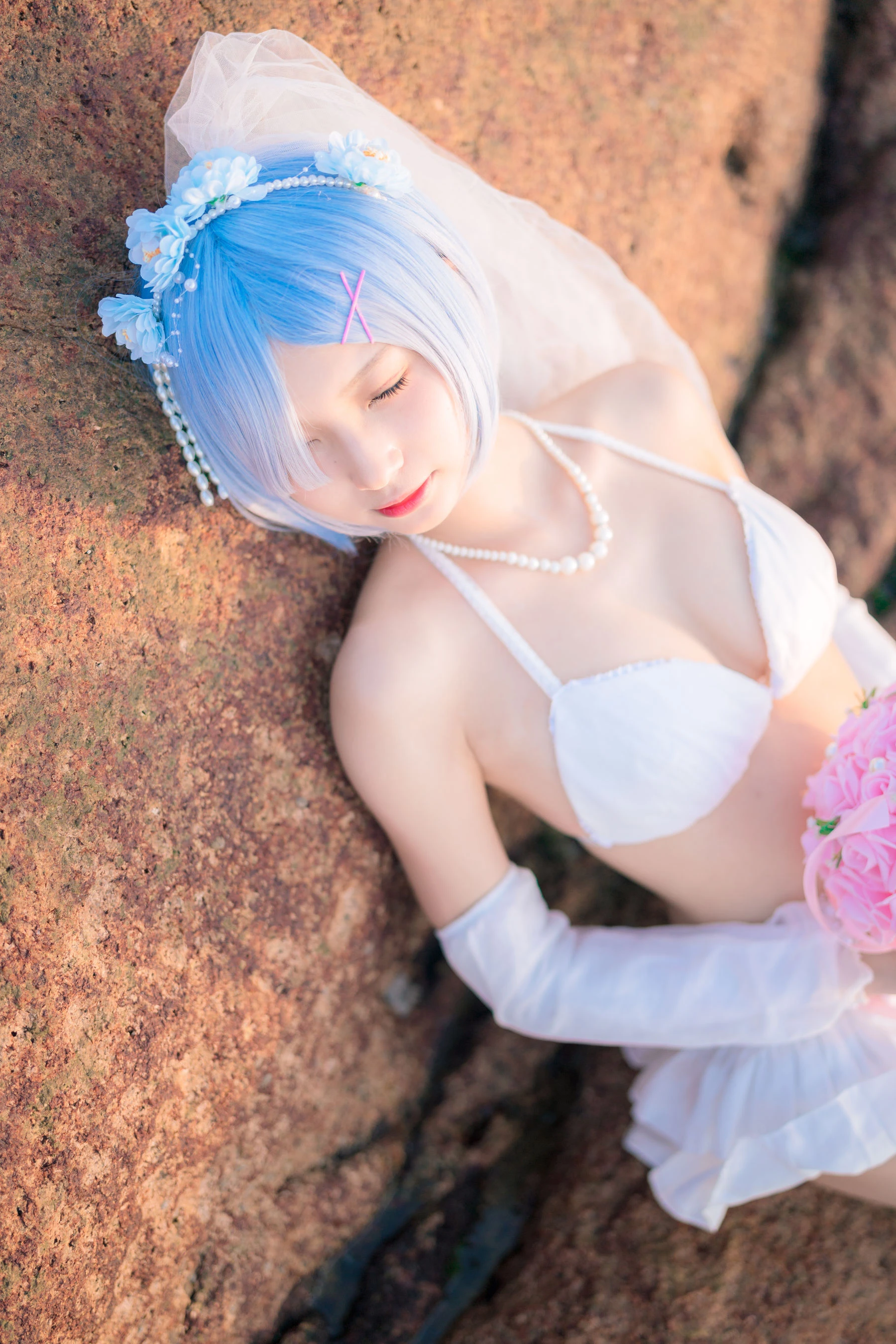 橙子喵 – 蕾姆海边婚纱花嫁插图6