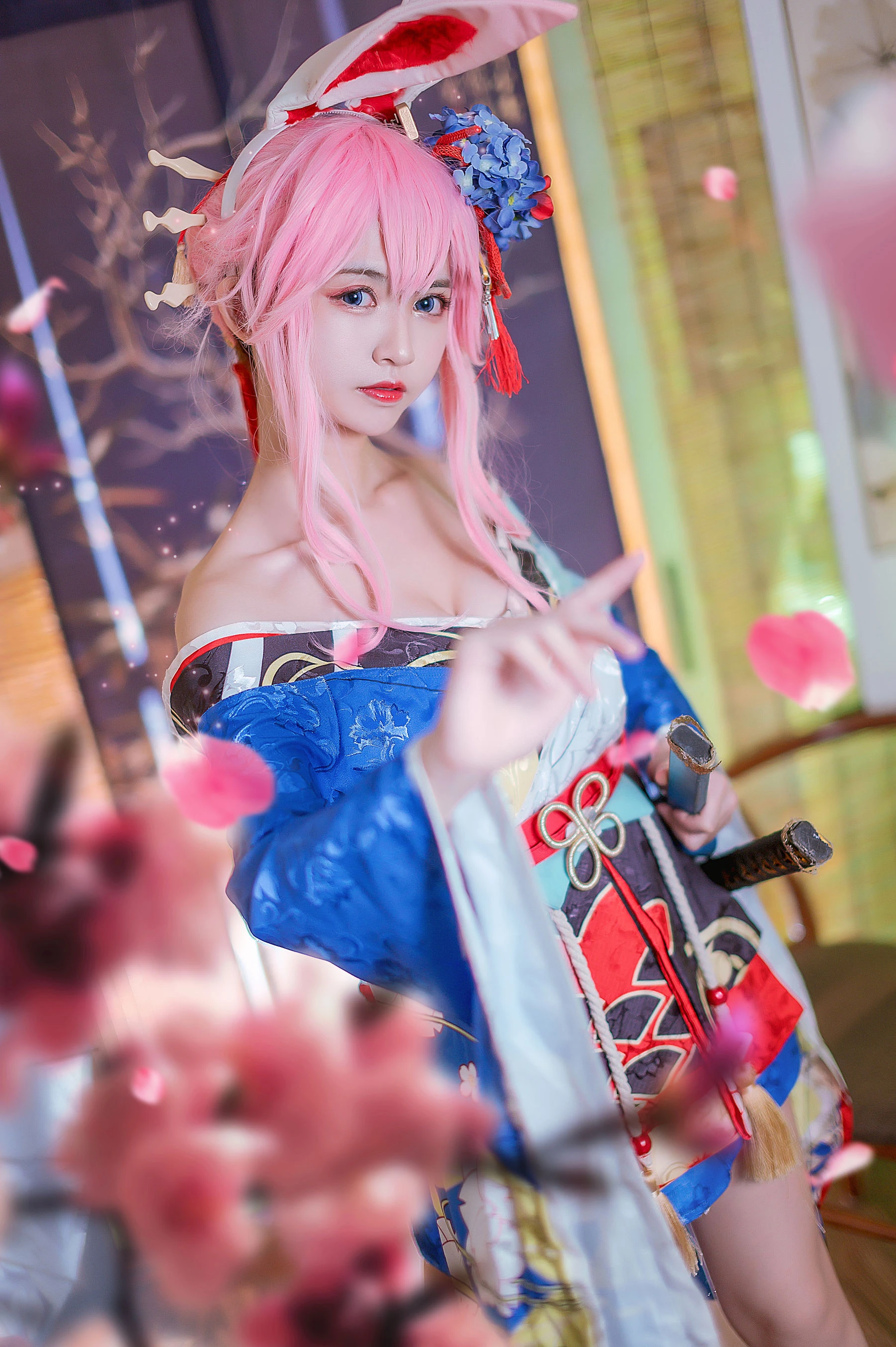 超人气Coser鳗鱼霏儿 – 八重樱花魁插图1
