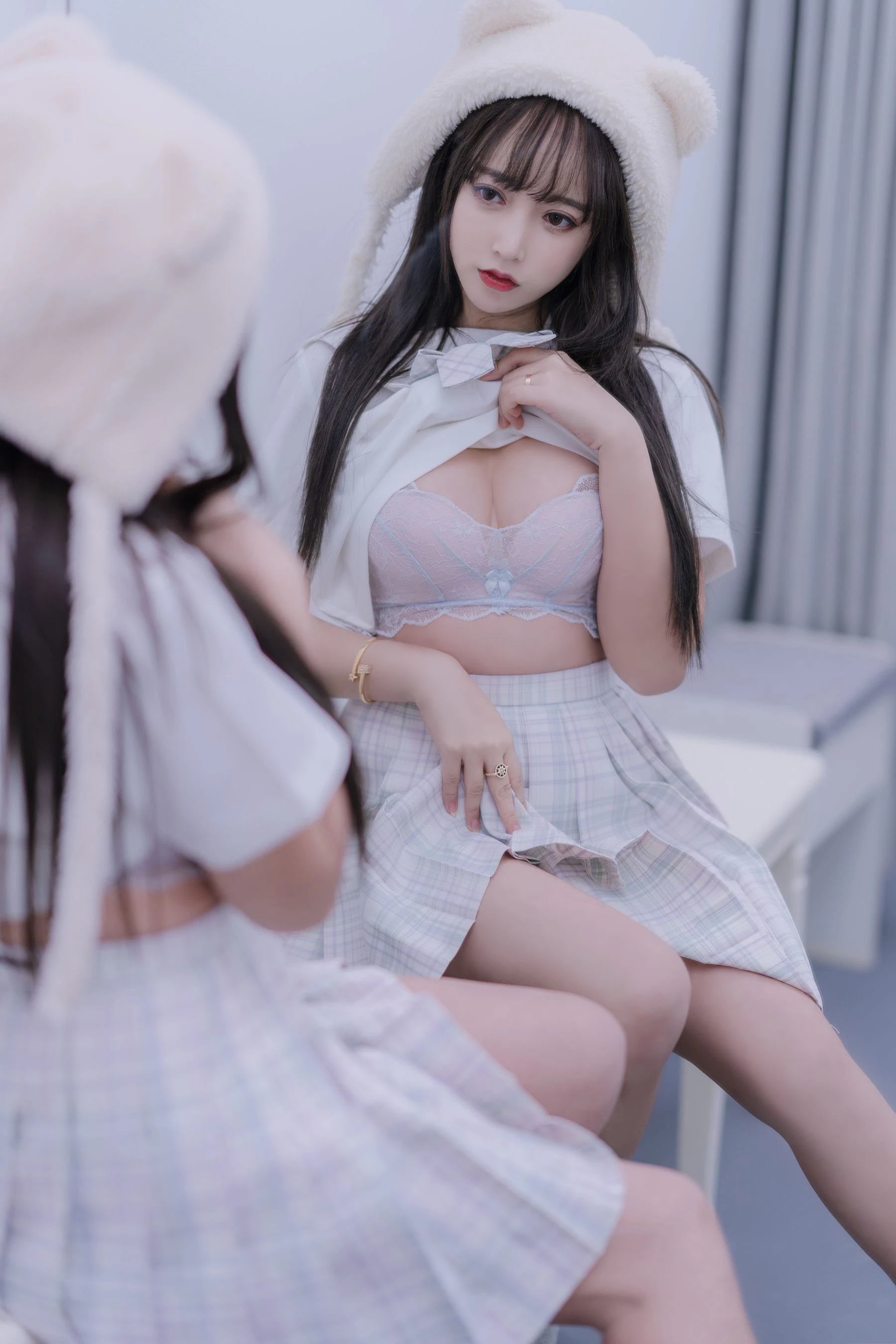 斗鱼米线线sama写真 JK萌妹插图3