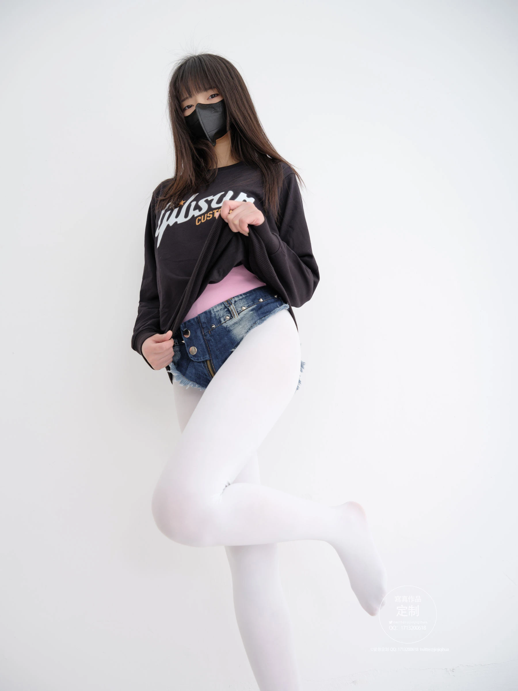 [紧急企划] EX-001 见希w 白丝牛仔短裤插图5