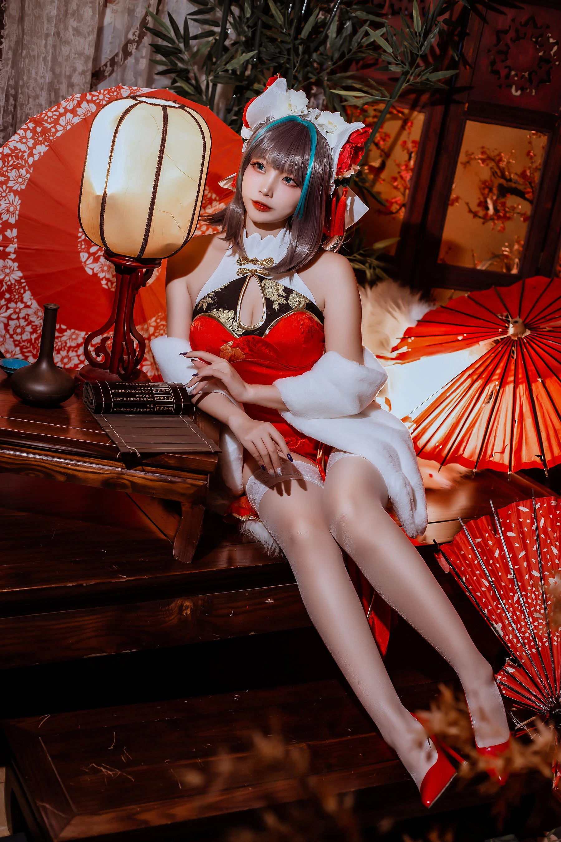 二佐Nisa – 碧蓝 柴郡旗袍 [32P]插图2