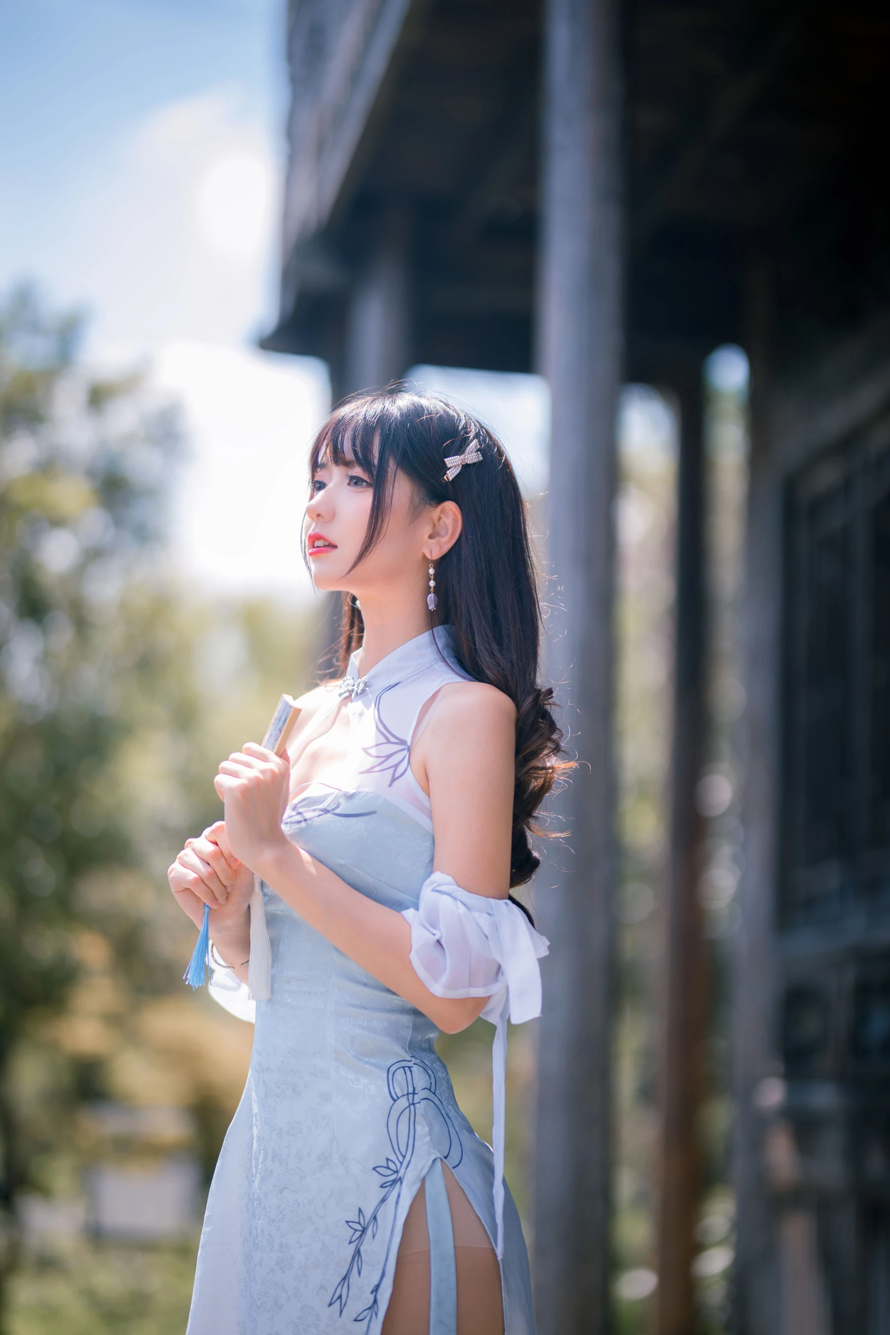 可爱妹子陆卿卿kyokyo – 蓝色旗袍插图3