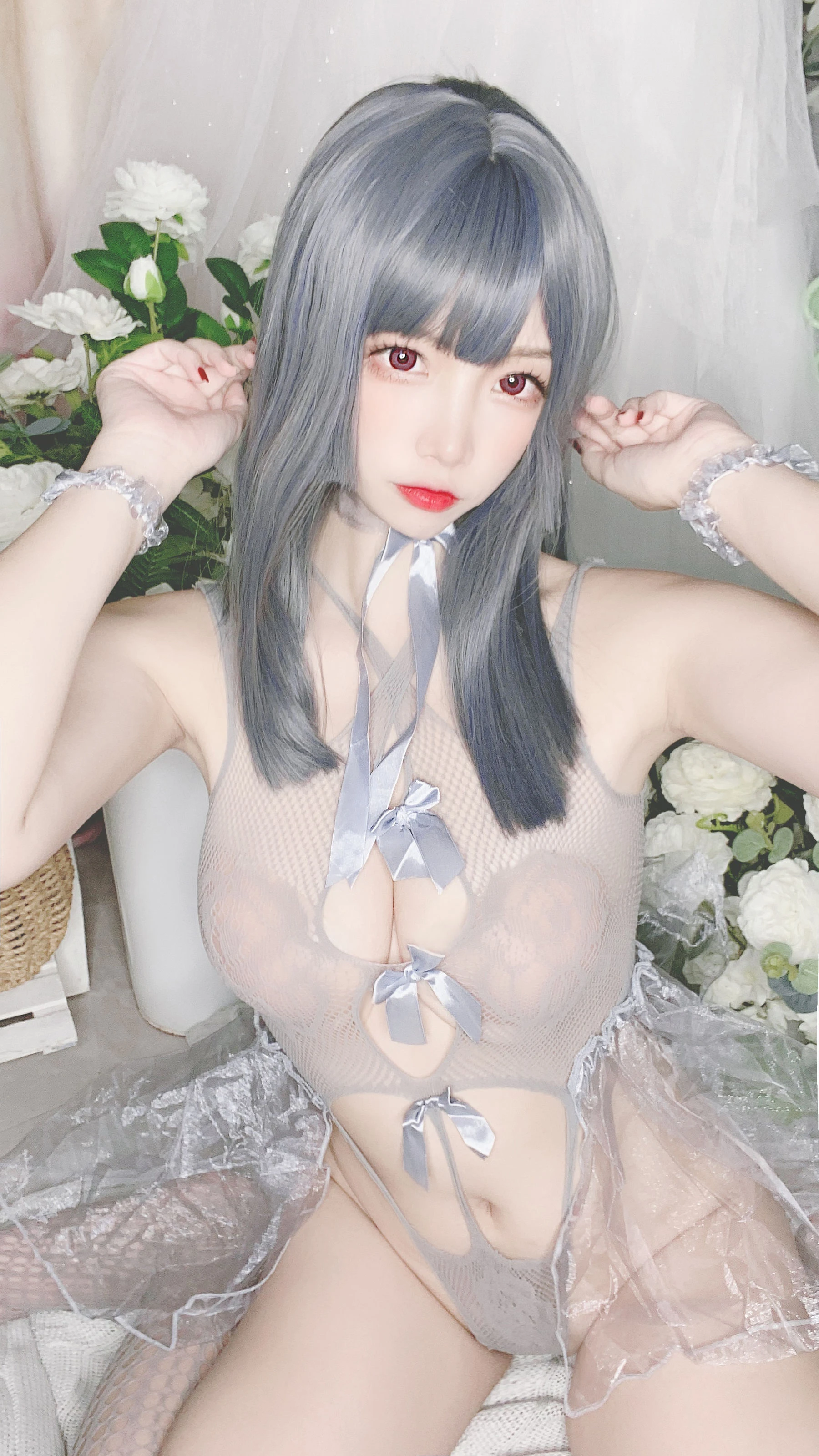 人气Coser二佐Nisa – 蓝色网状比基尼插图7