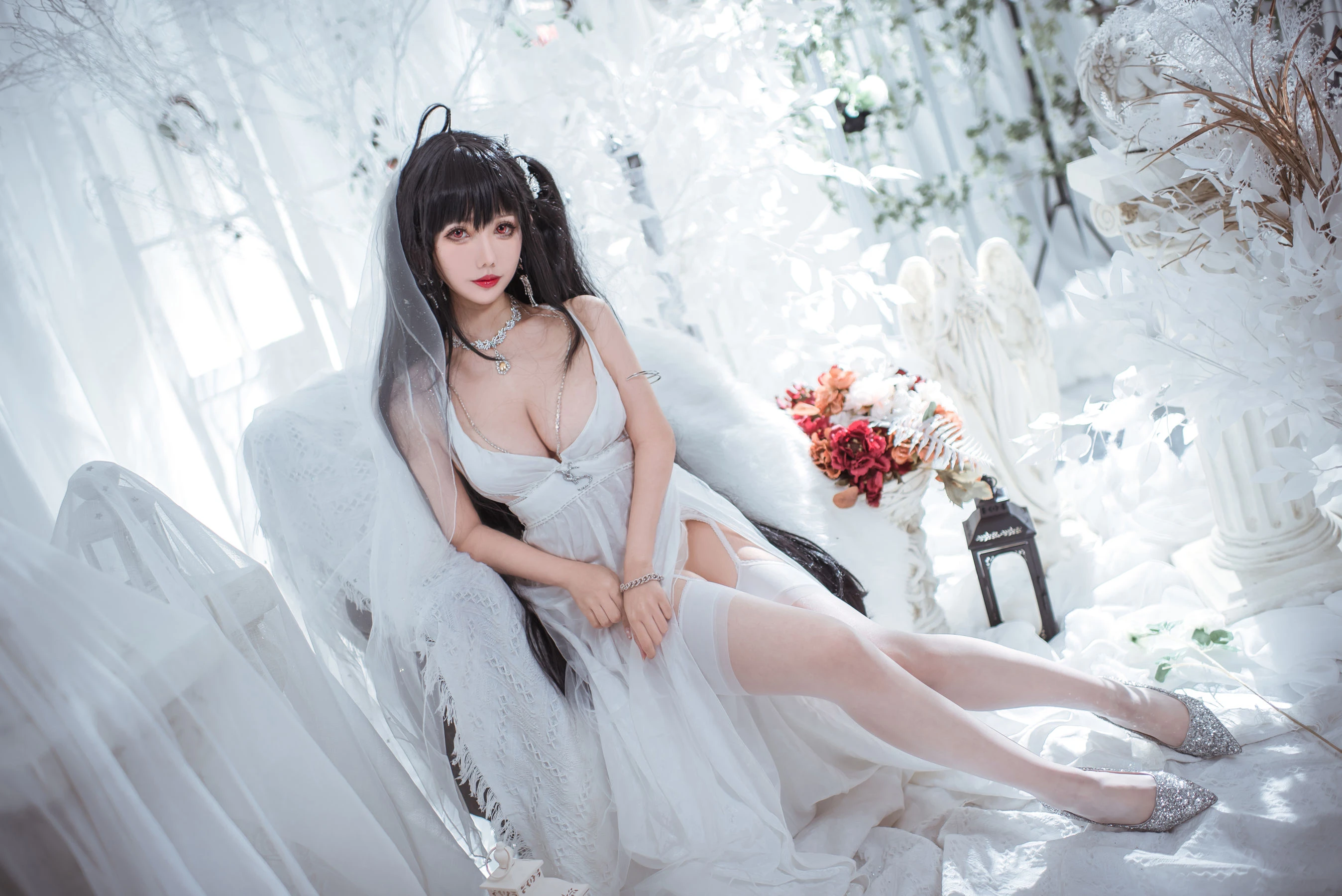 仙女月 – 大凤纯白婚纱插图3